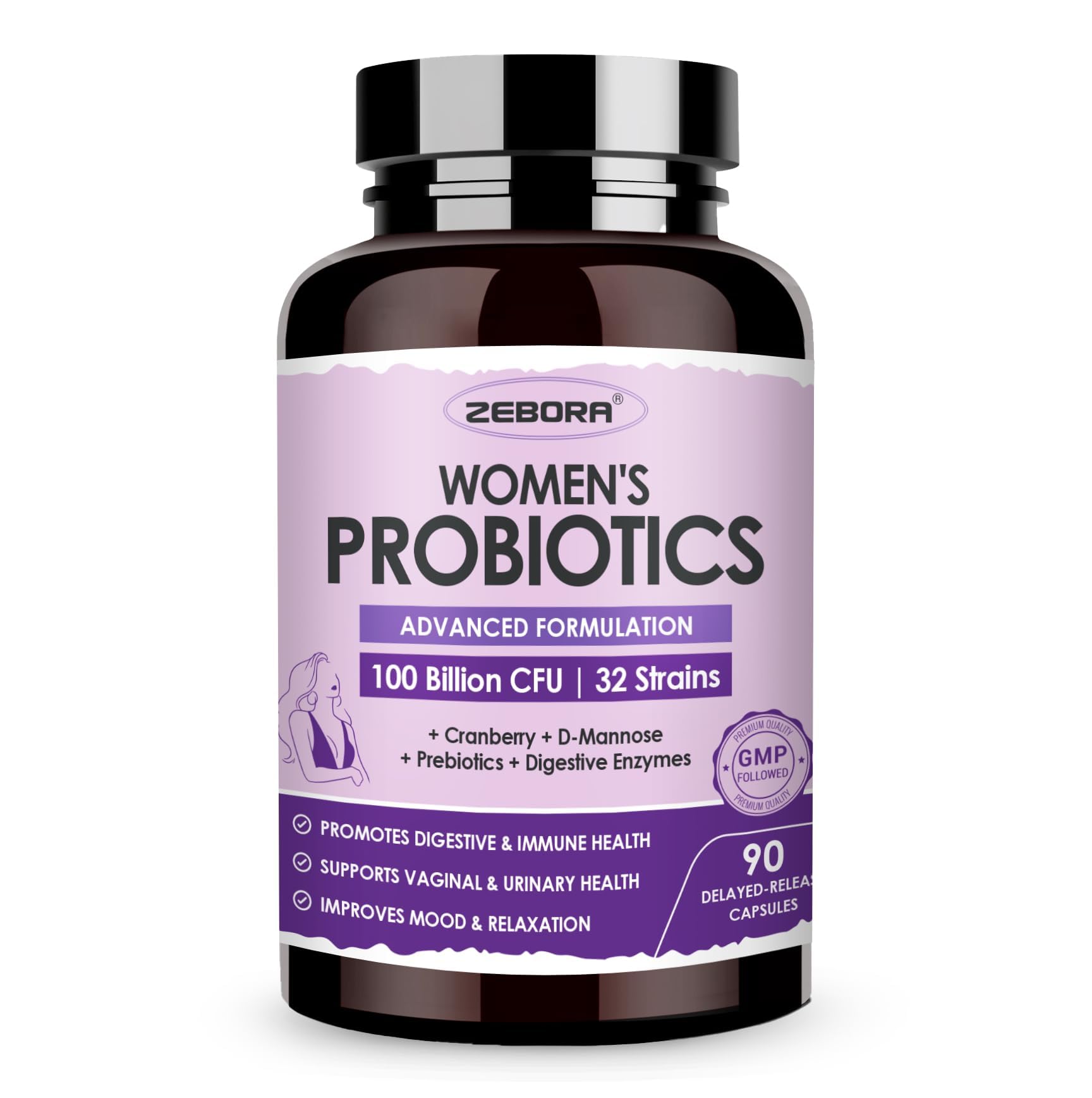 ZEBORA Probiotic Capsules 100 Billion CFU front view