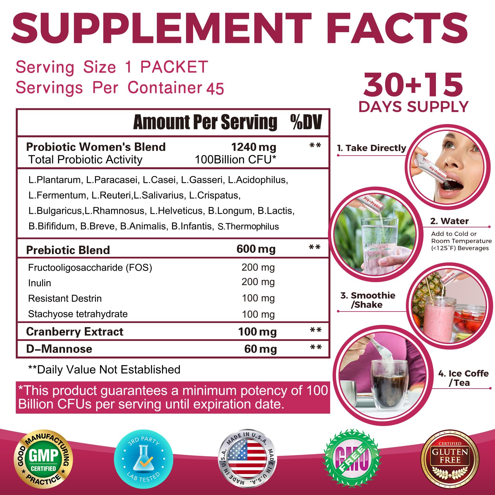 ZEBORA Probiotic Supplement for Women on a kitchen counter