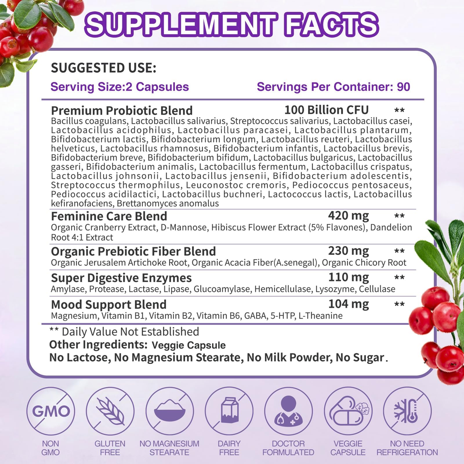 ZEBORA Probiotics for Women 90 Capsules with a measuring spoon
