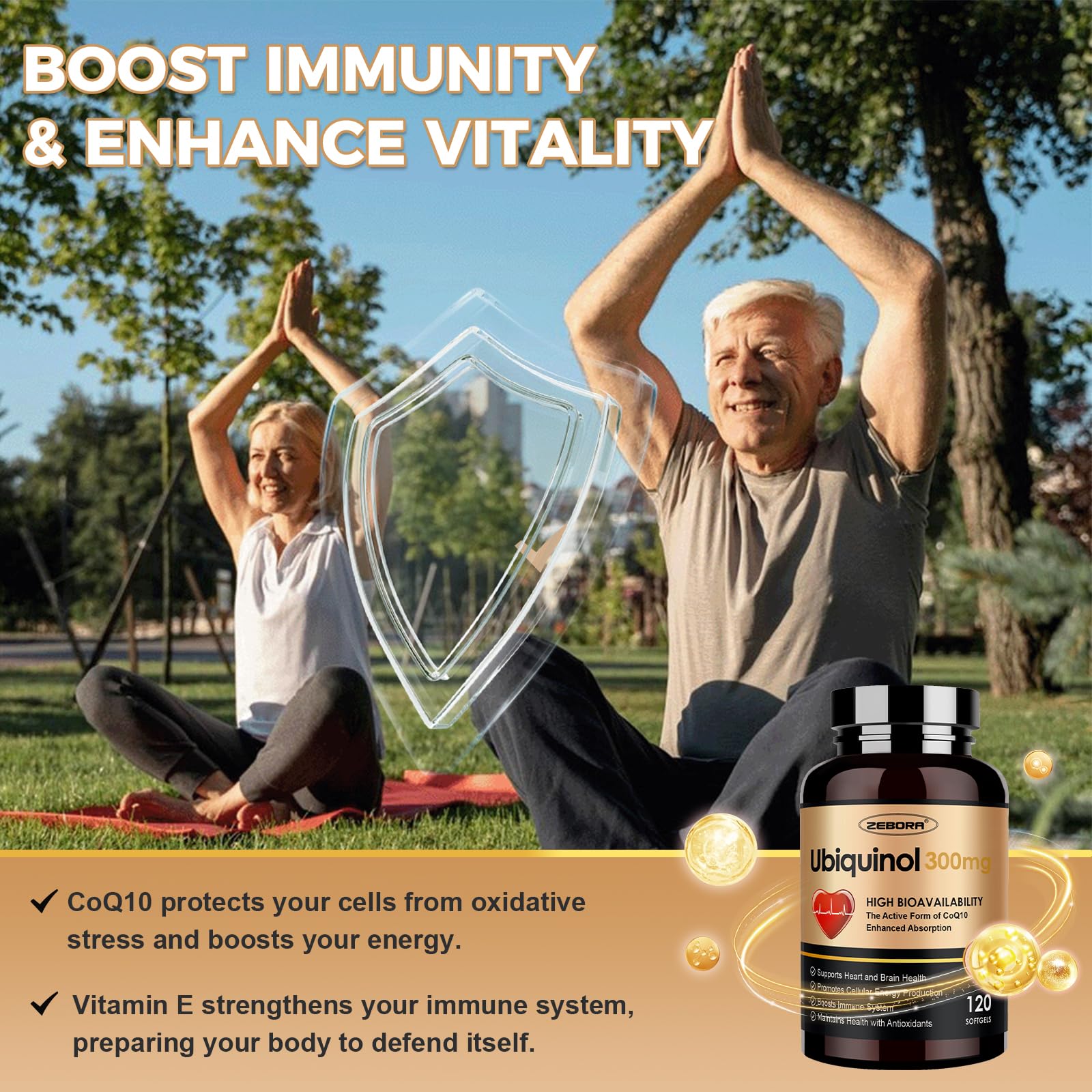 ZEBORA Ubiquinol CoQ10 100mg supplement packaging