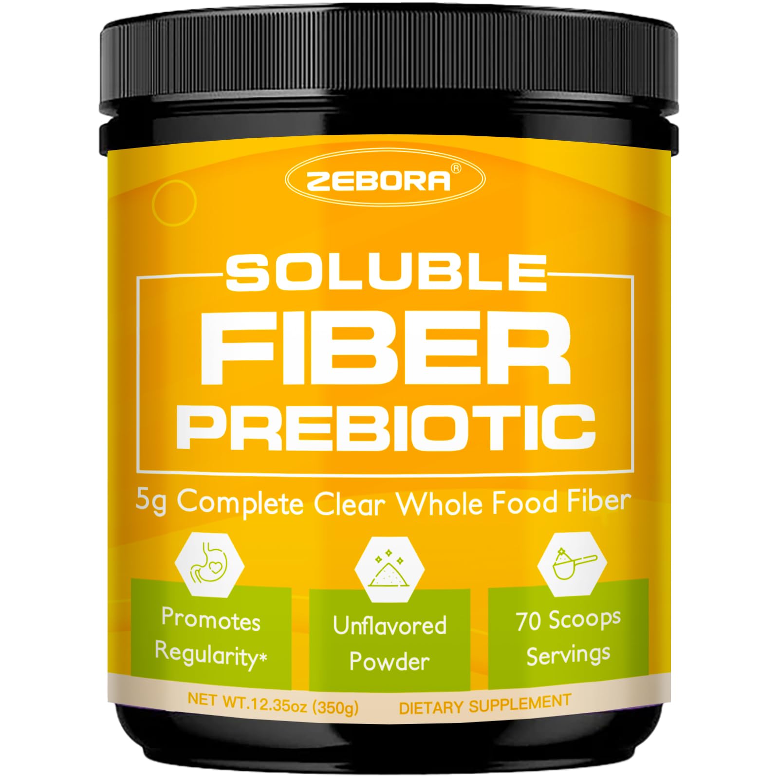 ZEBORA Unflavoured Dietary Fibre Powder 435g front view