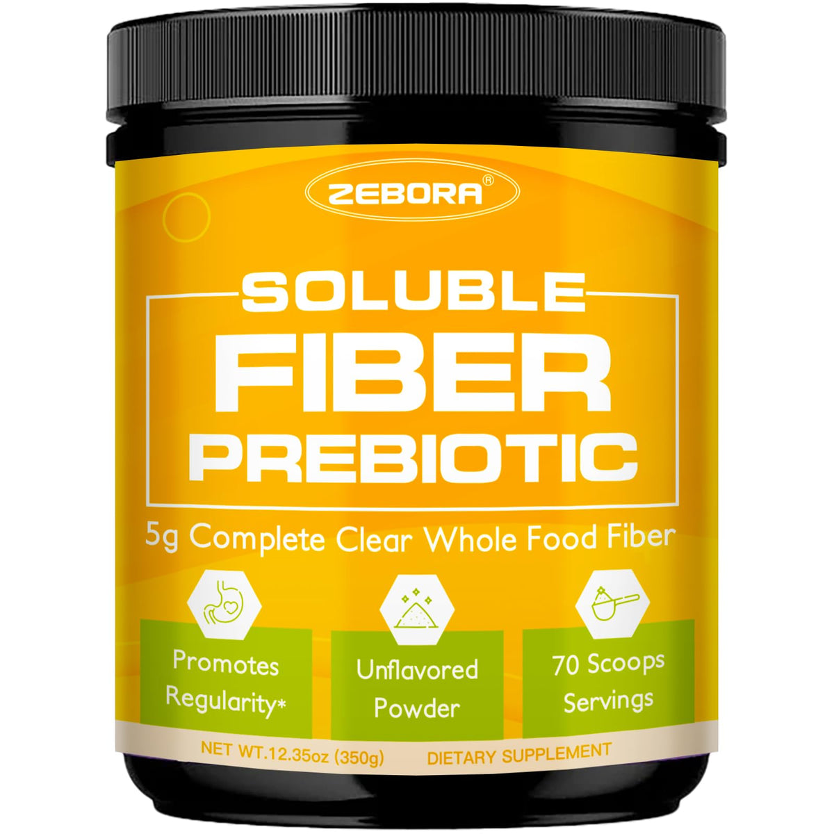 ZEBORA Unflavoured Dietary Fibre Powder 435g front view