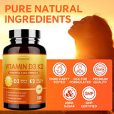 ZEBORA Vitamin D3 & K2 Capsules with measuring spoon for dosage
