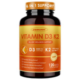 ZEBORA Vitamin D3 & K2 Supplement 5000 IU 90 capsules front view