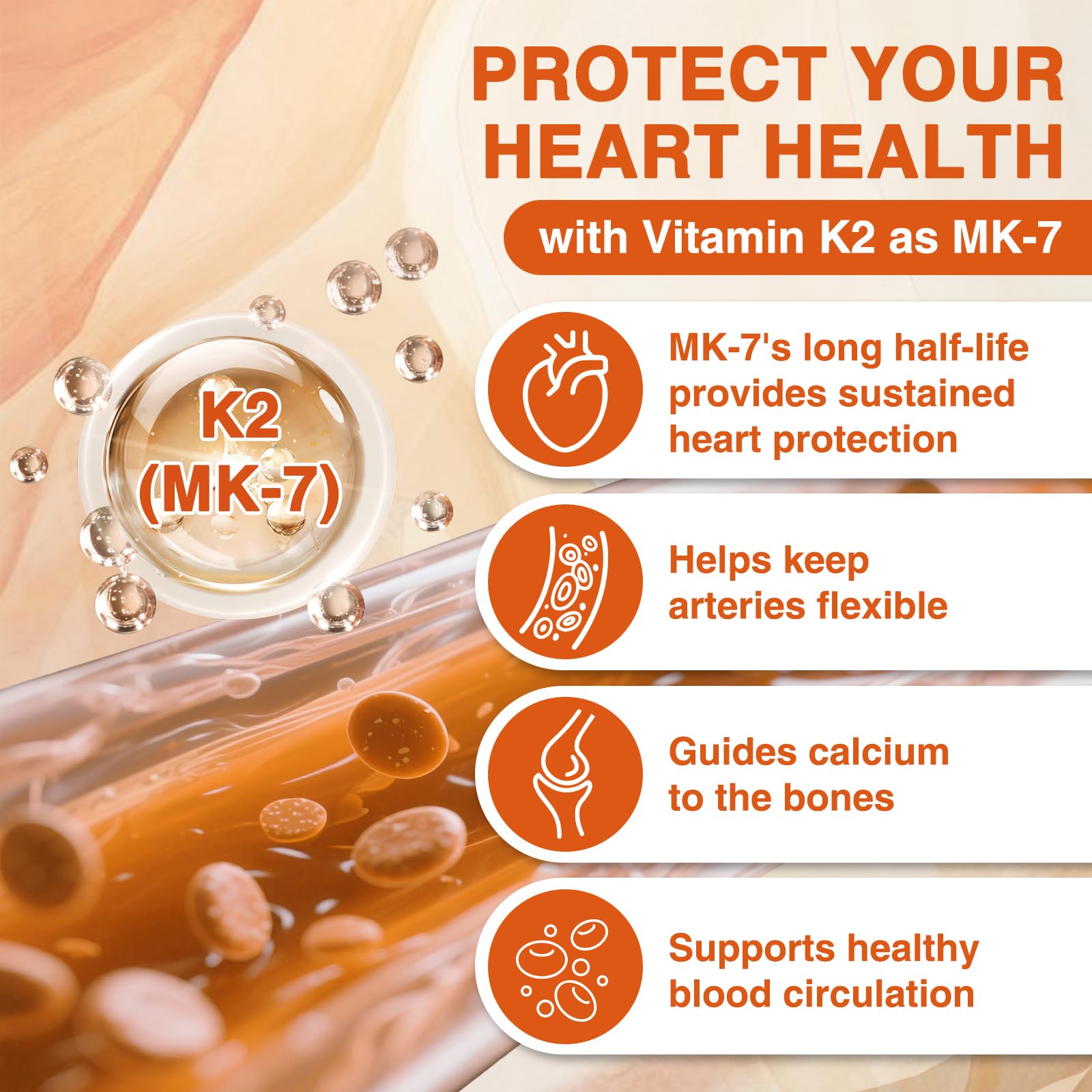 ZEBORA Vitamin D3 & K2 Supplement 5000 IU capsules in a glass