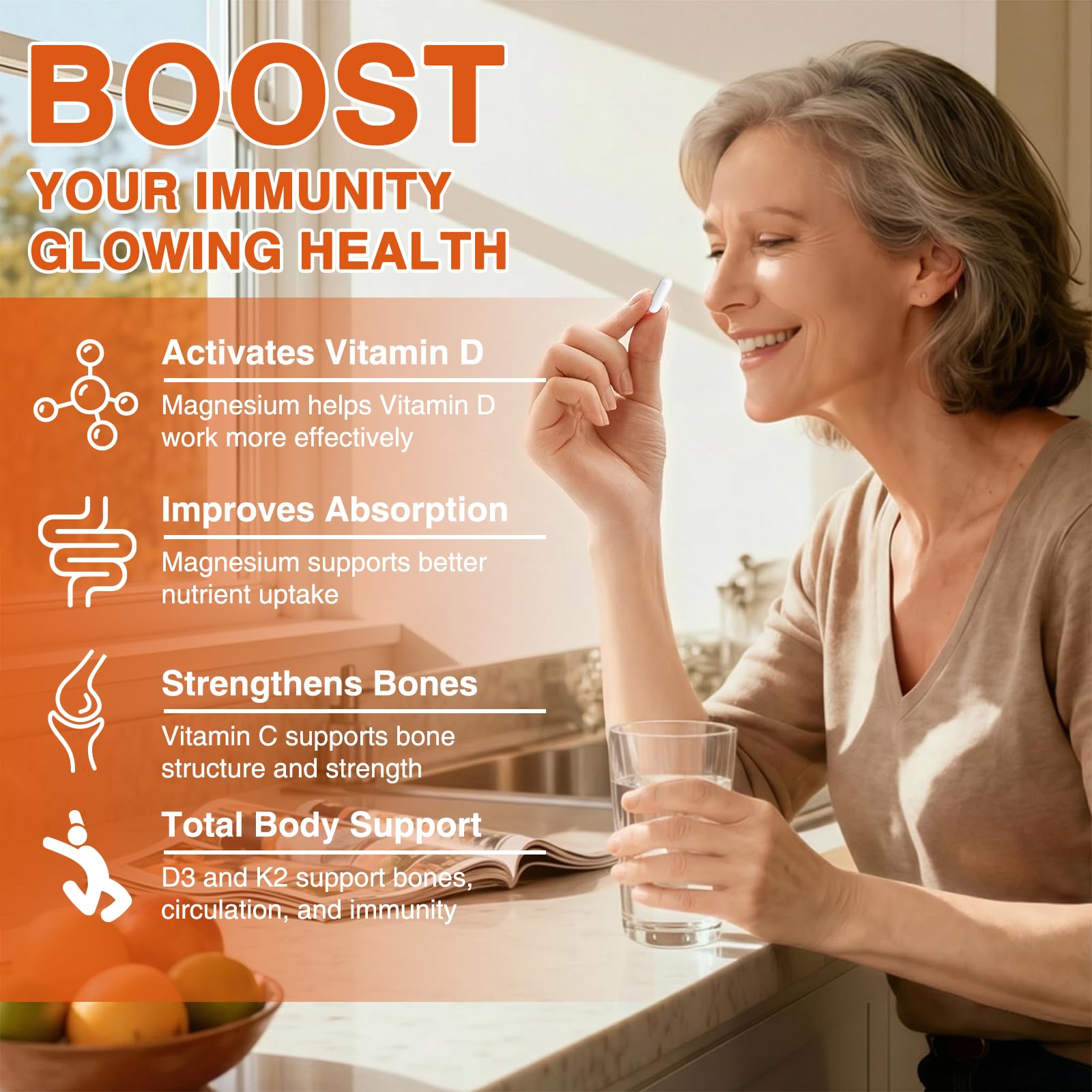 ZEBORA Vitamin D3 & K2 Supplement 5000 IU with measuring spoon