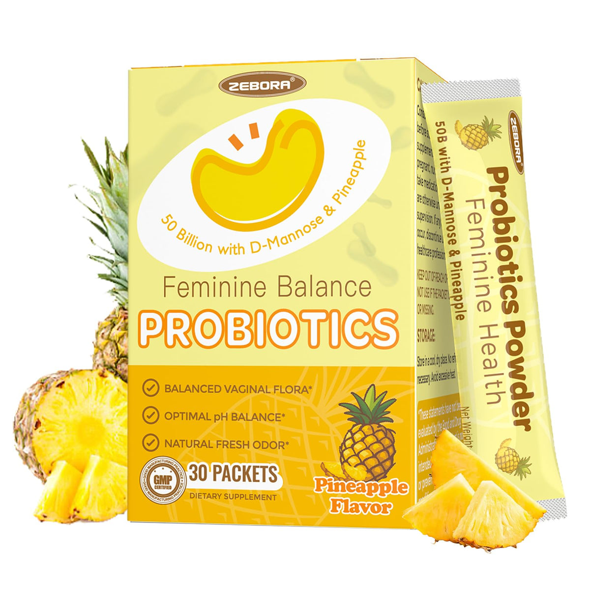 ZEBORA Women's Probiotic Powder 50 Billion CFU front view