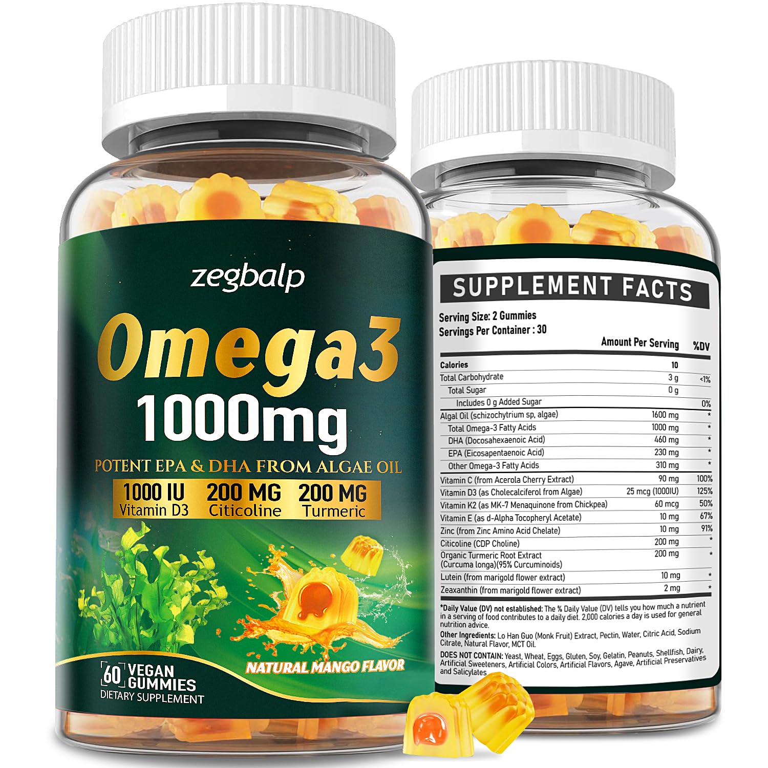 ZEGBALP Omega-3 Vegan Gummies 1000mg front view