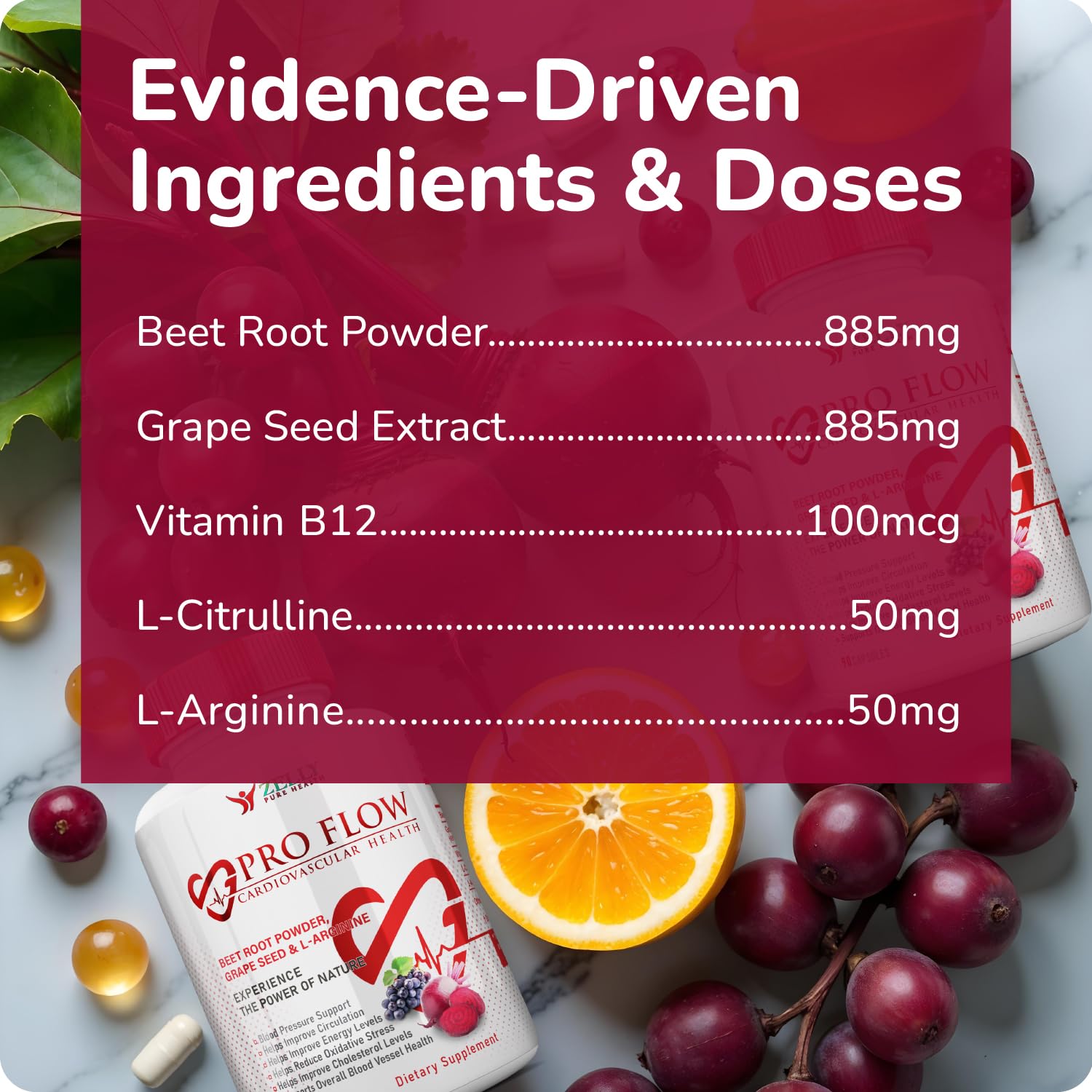 Zelly Pure Health L-Arginine Beetroot Capsules side view