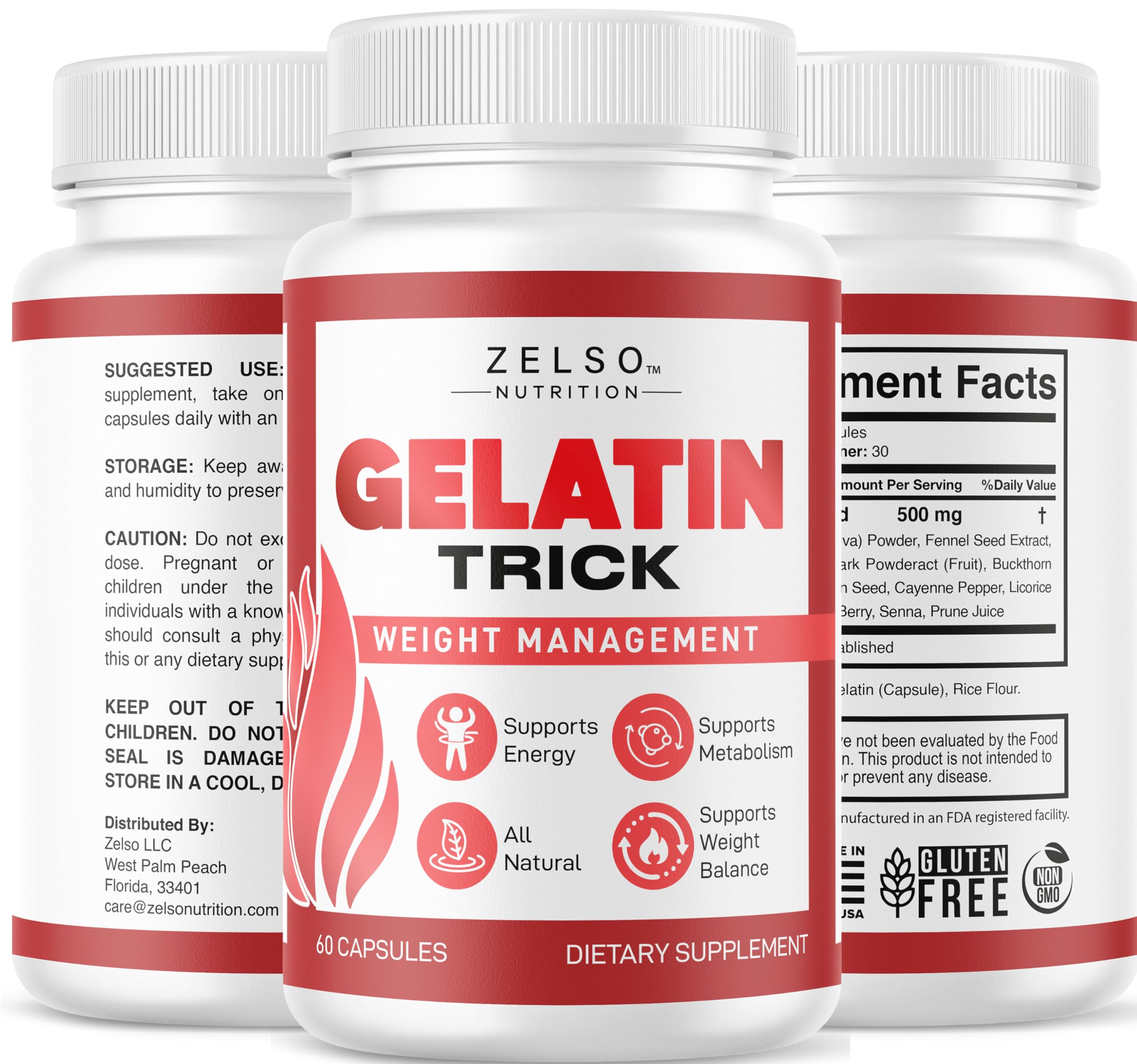 ZELSO Gelatin Trick Capsules on a wooden table