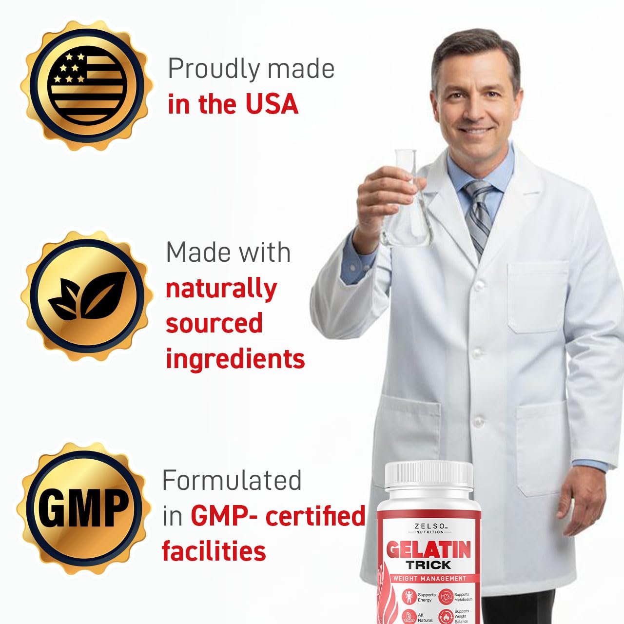 ZELSO Gelatin Trick Capsules open bottle