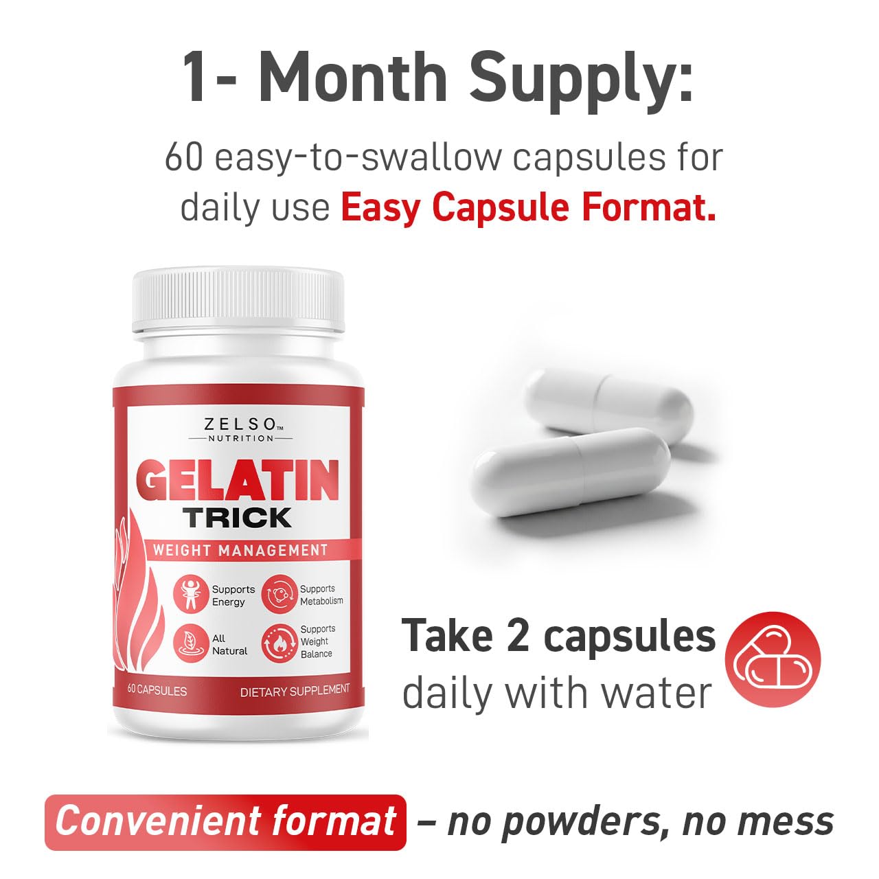 ZELSO Gelatin Trick Capsules with label details