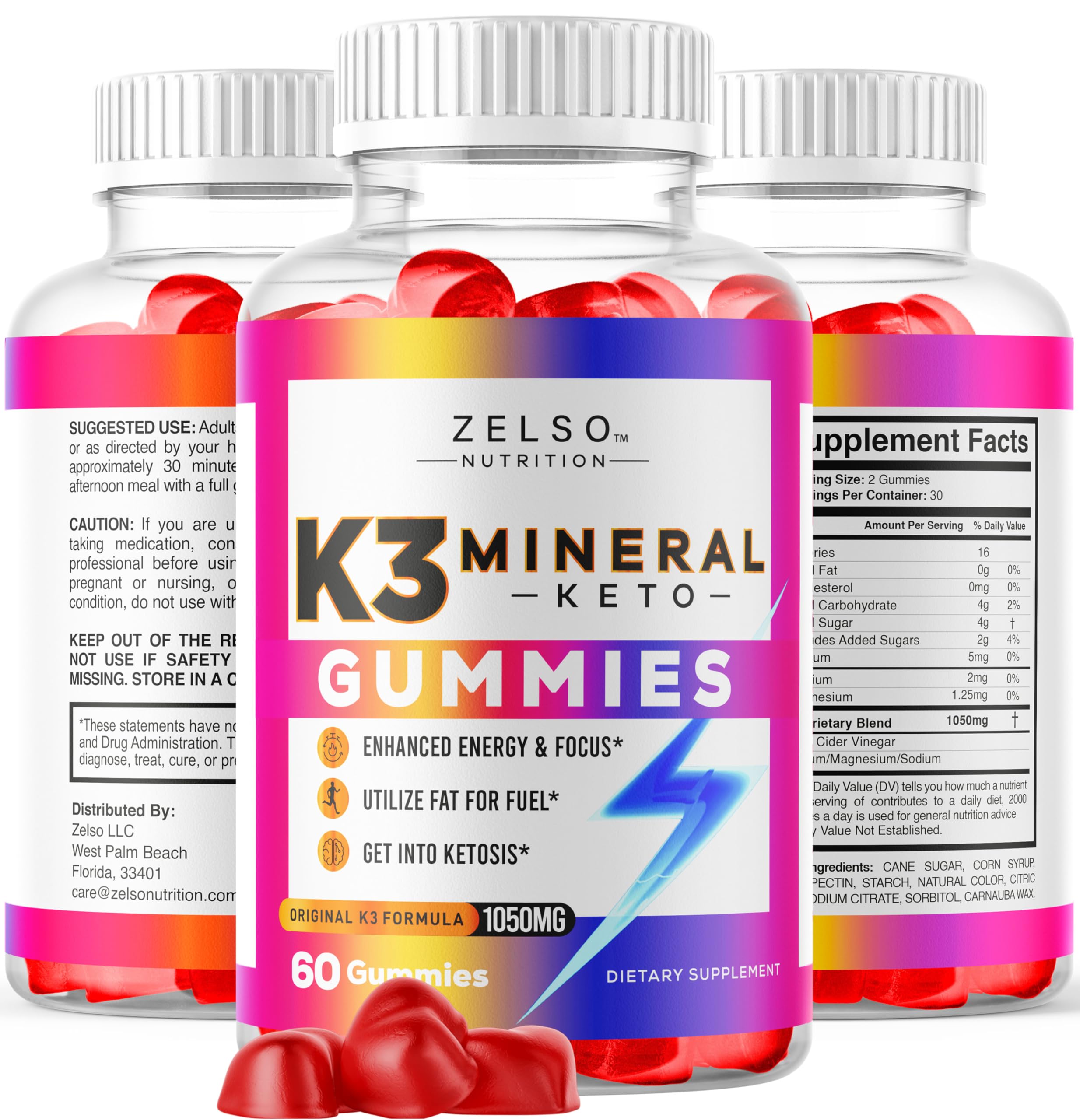 ZELSO K3 Mineral Gummies packaging side view