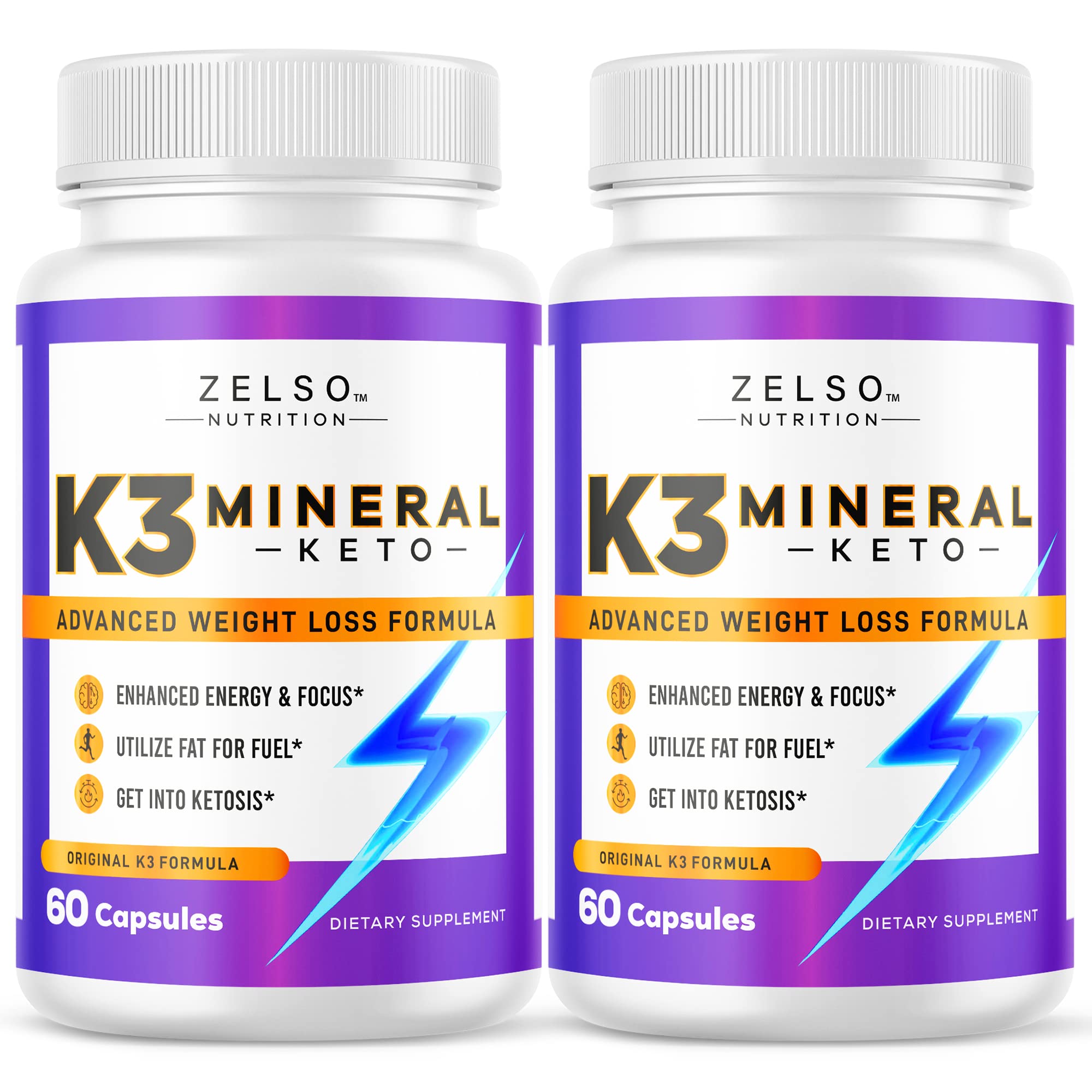 ZELSO K3 Mineral Pills bottle front view with 60 capsules