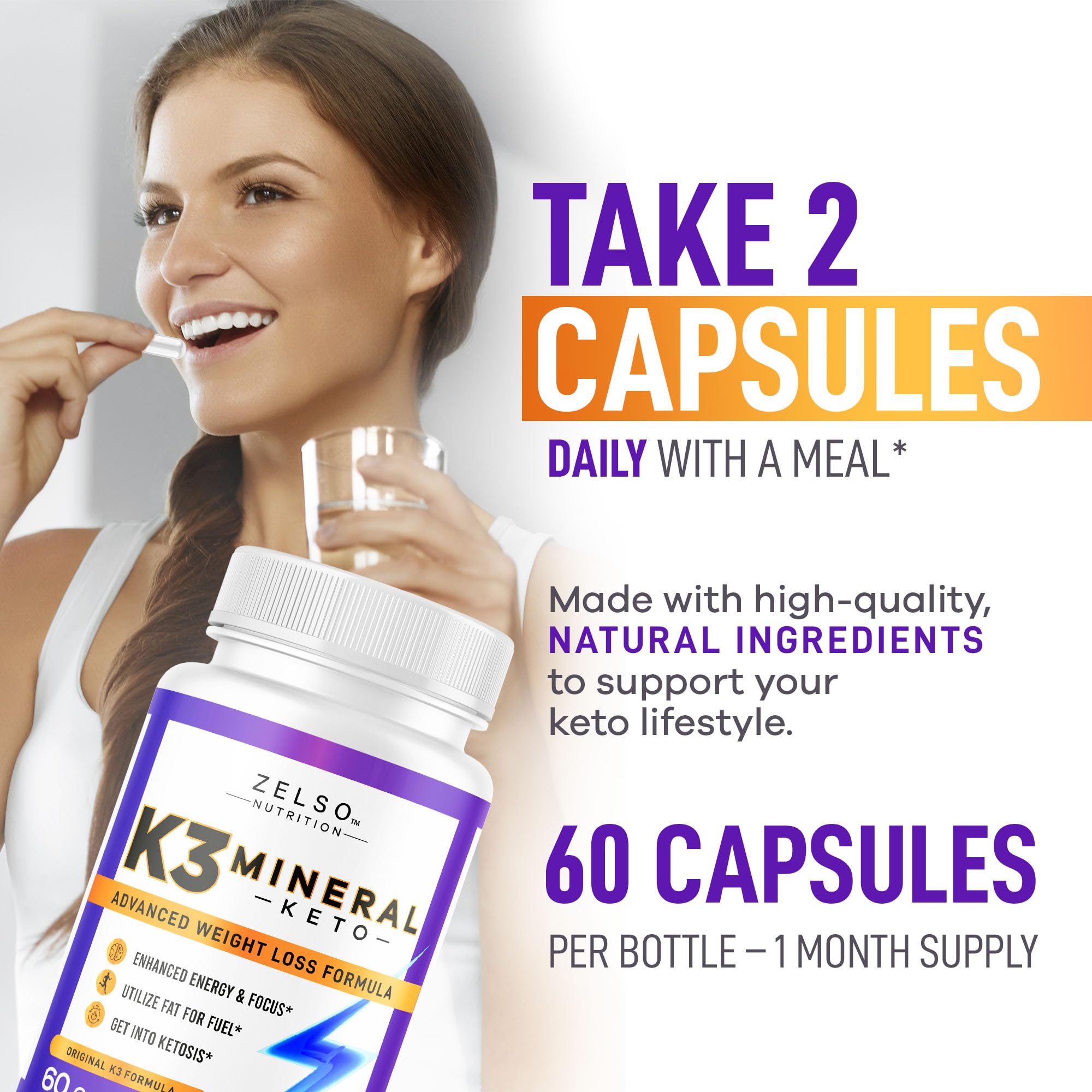 ZELSO K3 Mineral Pills ingredients list on the back of the bottle