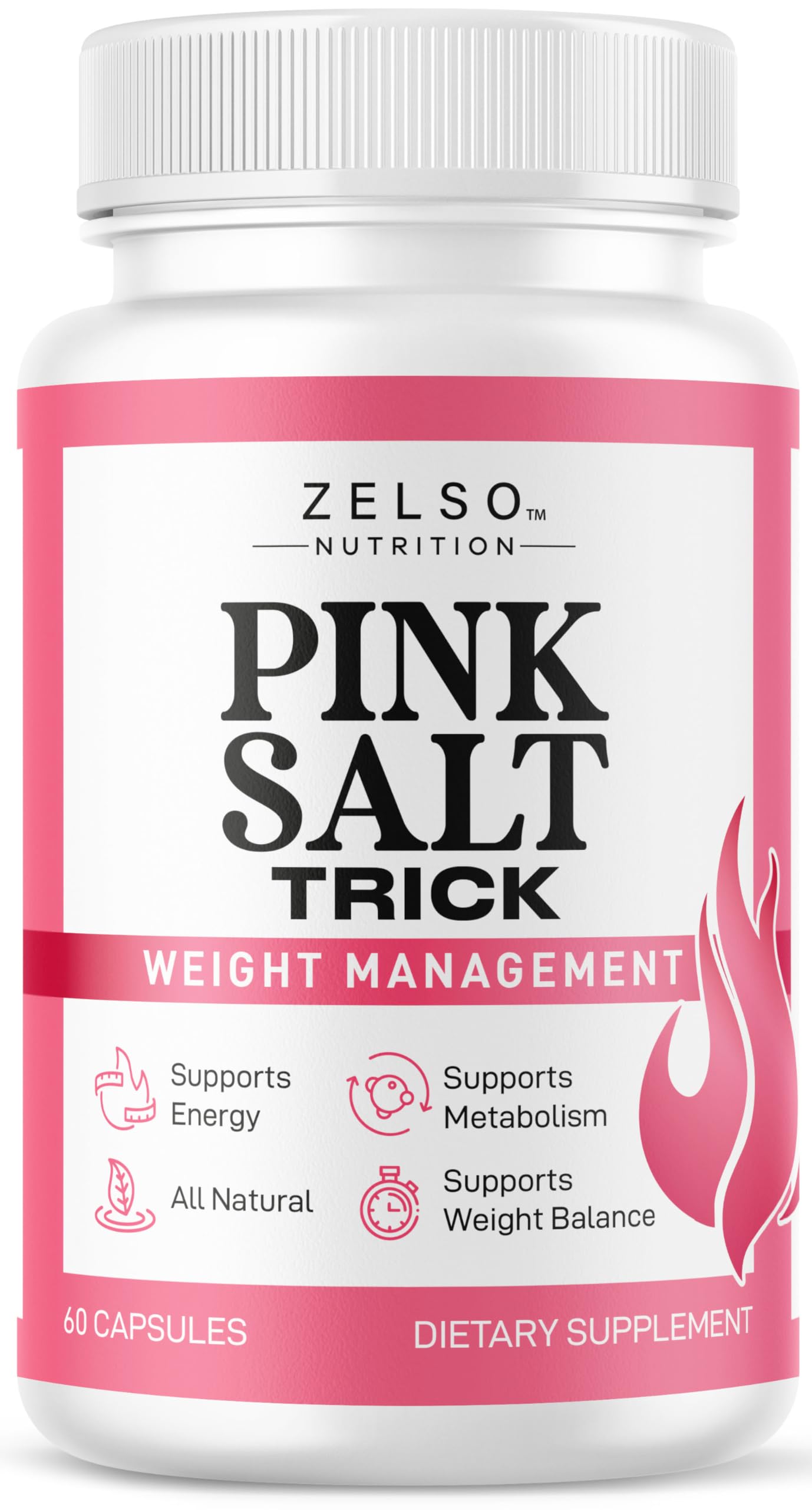ZELSO Pink Salt Trick Capsules front view with bottle label