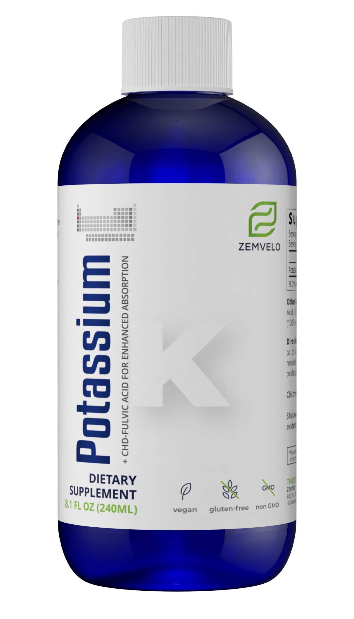 Zemvelo Liquid Ionic Potassium Citrate 8 oz front view