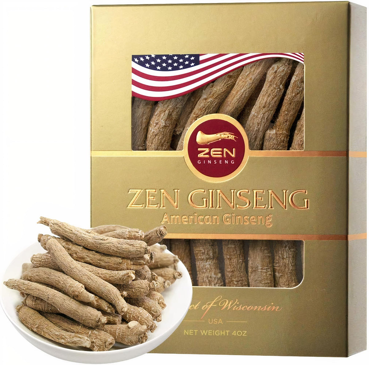 Zen Ginseng American Ginseng Root 4oz front view