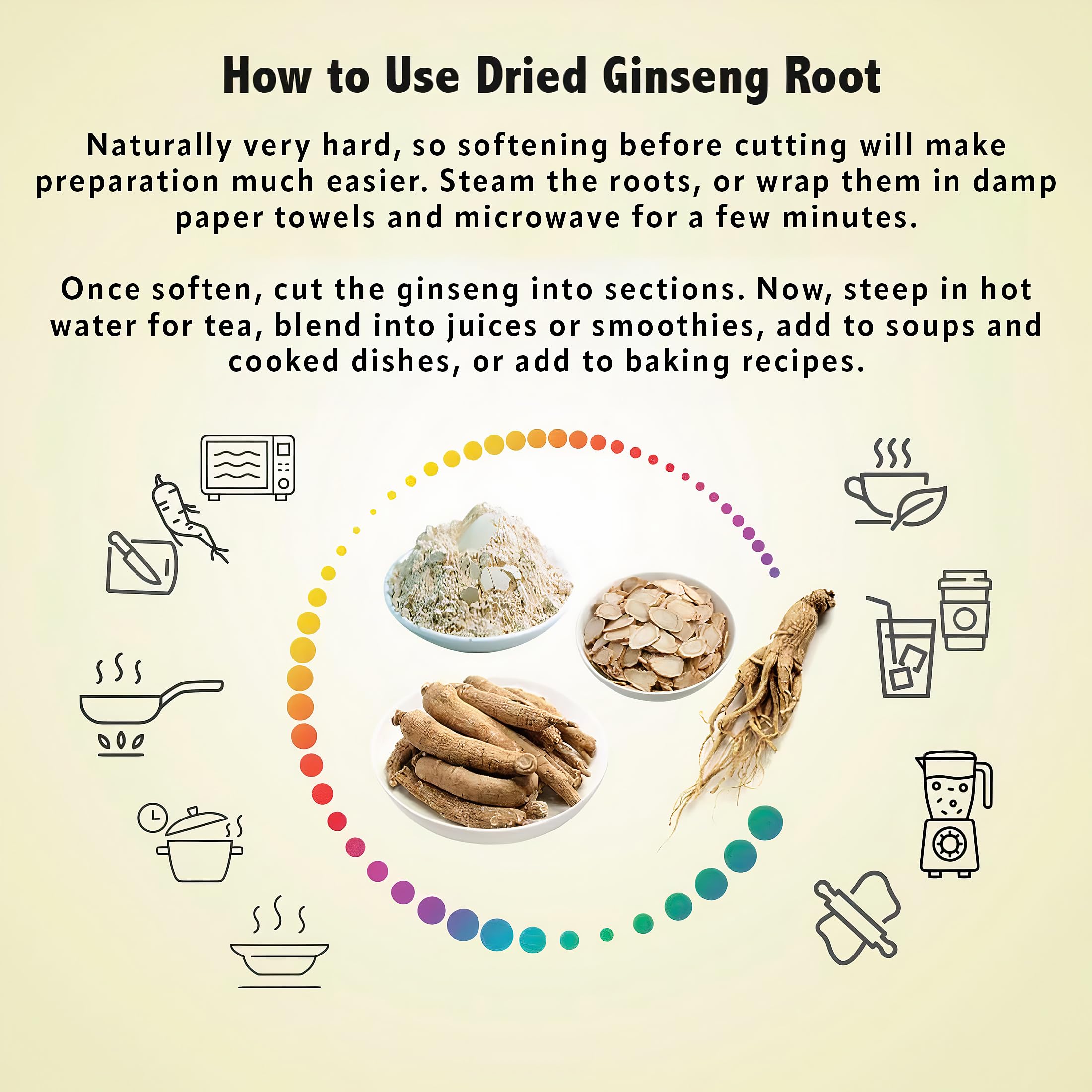 Zen Ginseng American Ginseng Root with herbal background