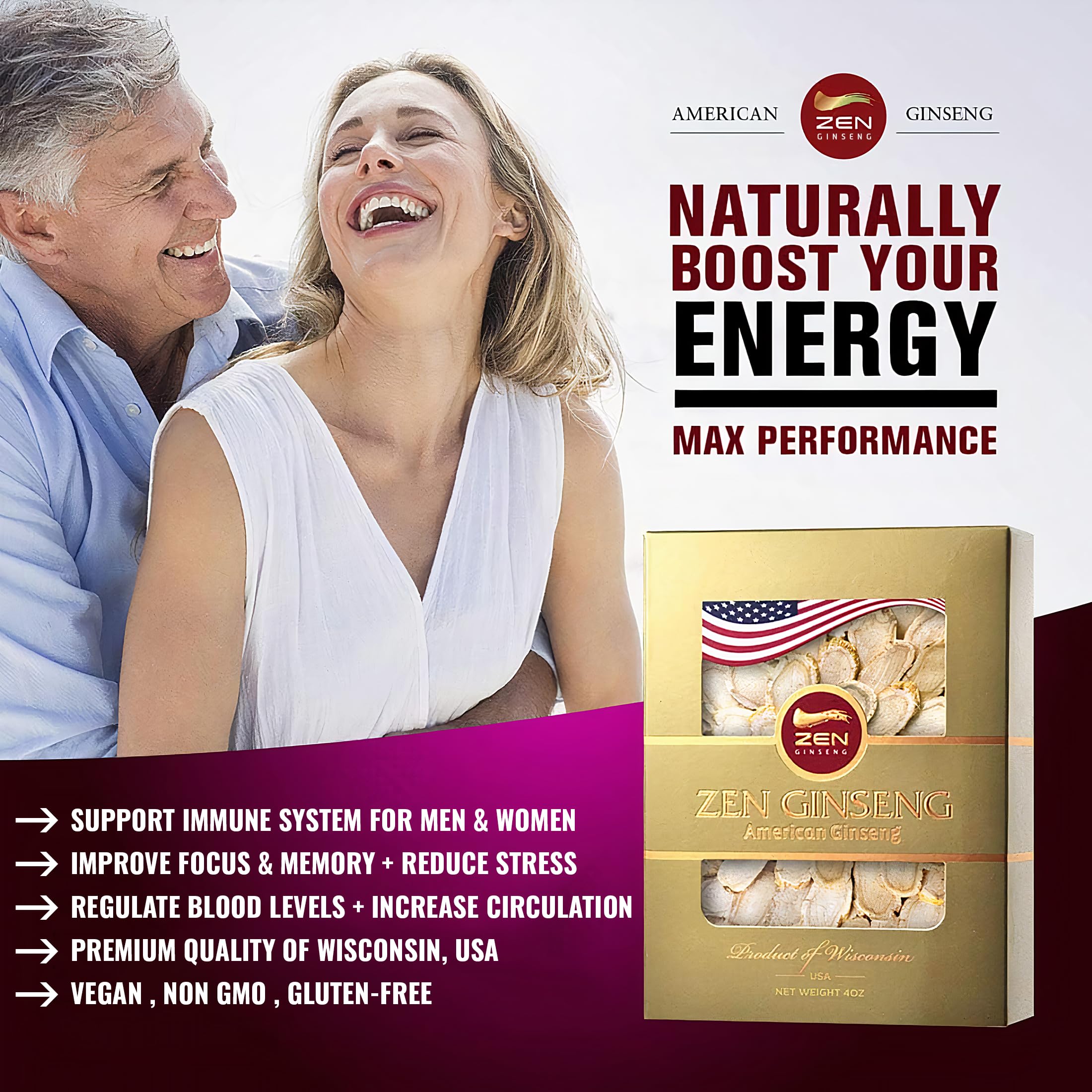 Zen Ginseng capsules in a clear bottle