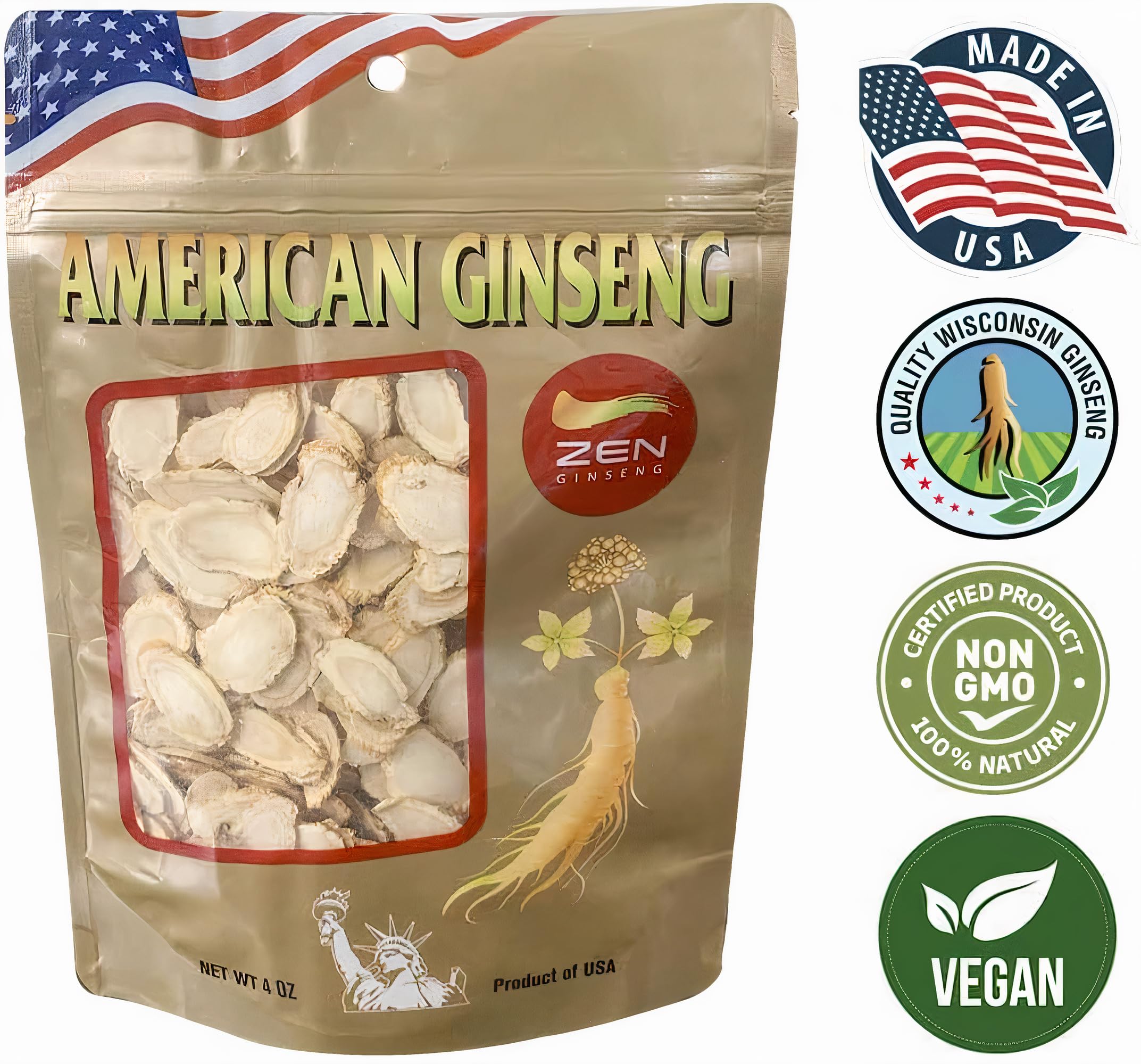 Zen Ginseng Herbal Supplement 113g on a wooden table