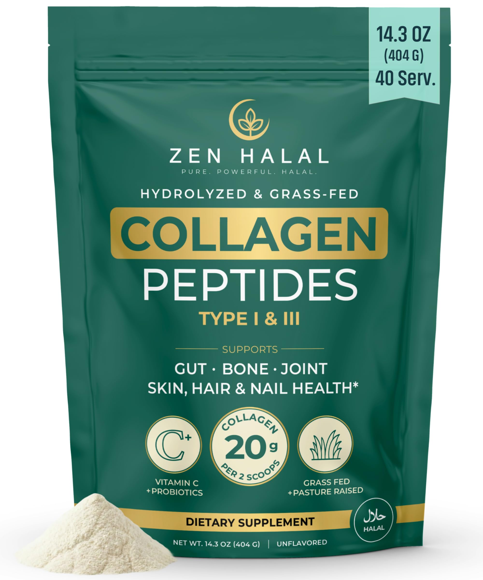 ZEN HALAL Collagen Powder 404g front view