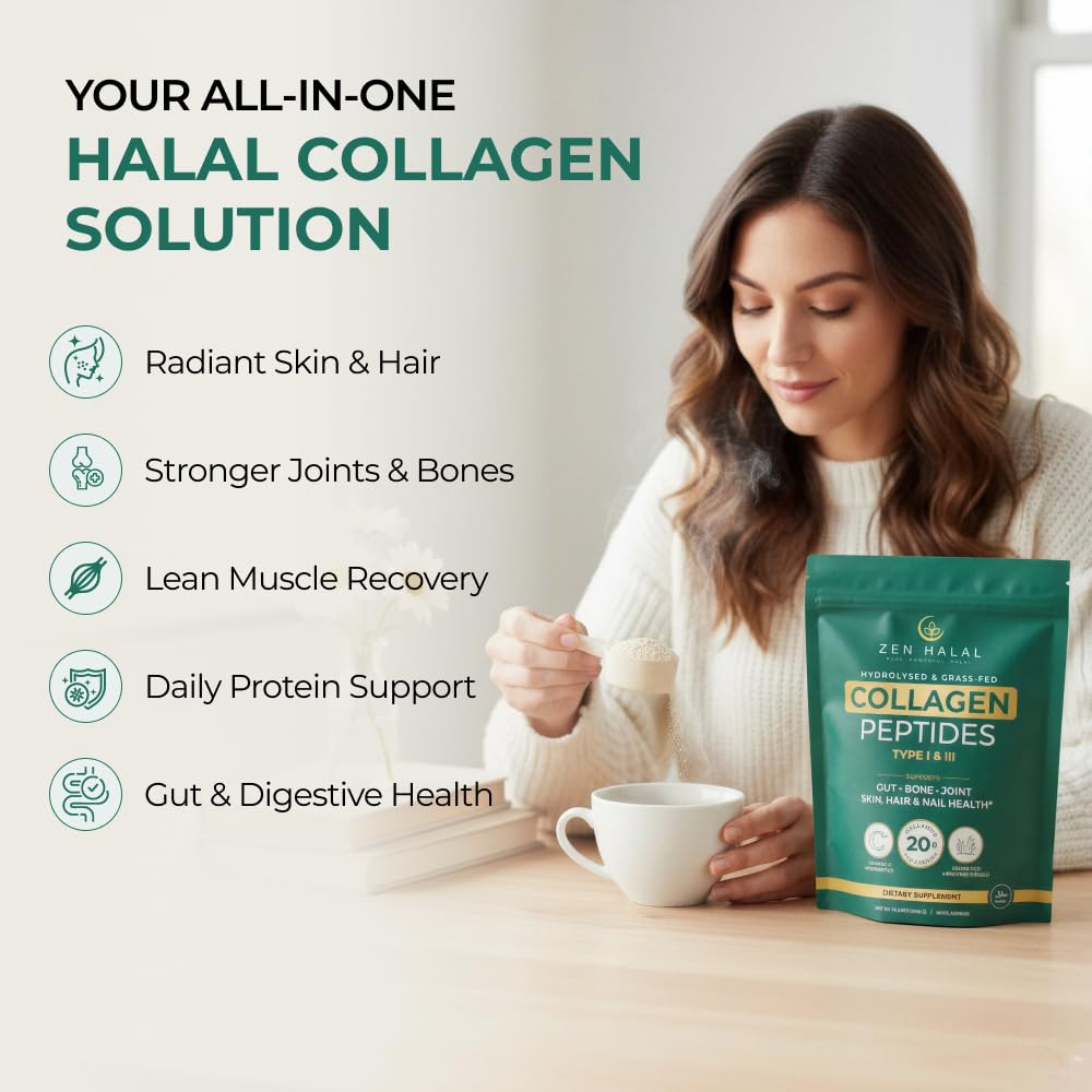 ZEN HALAL Collagen Powder scoop with powder