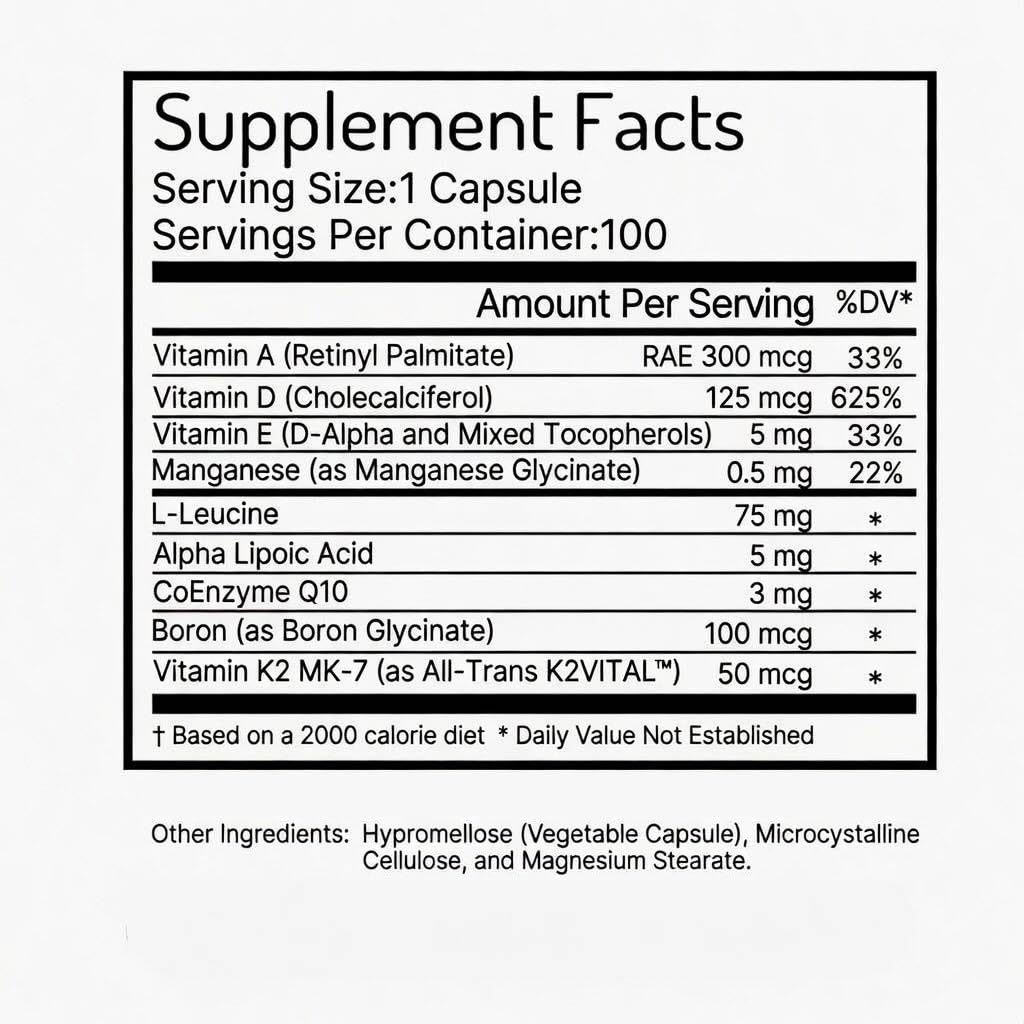 Zen Haus Vitamin D3 & K2 Supplement 30 Capsules back view