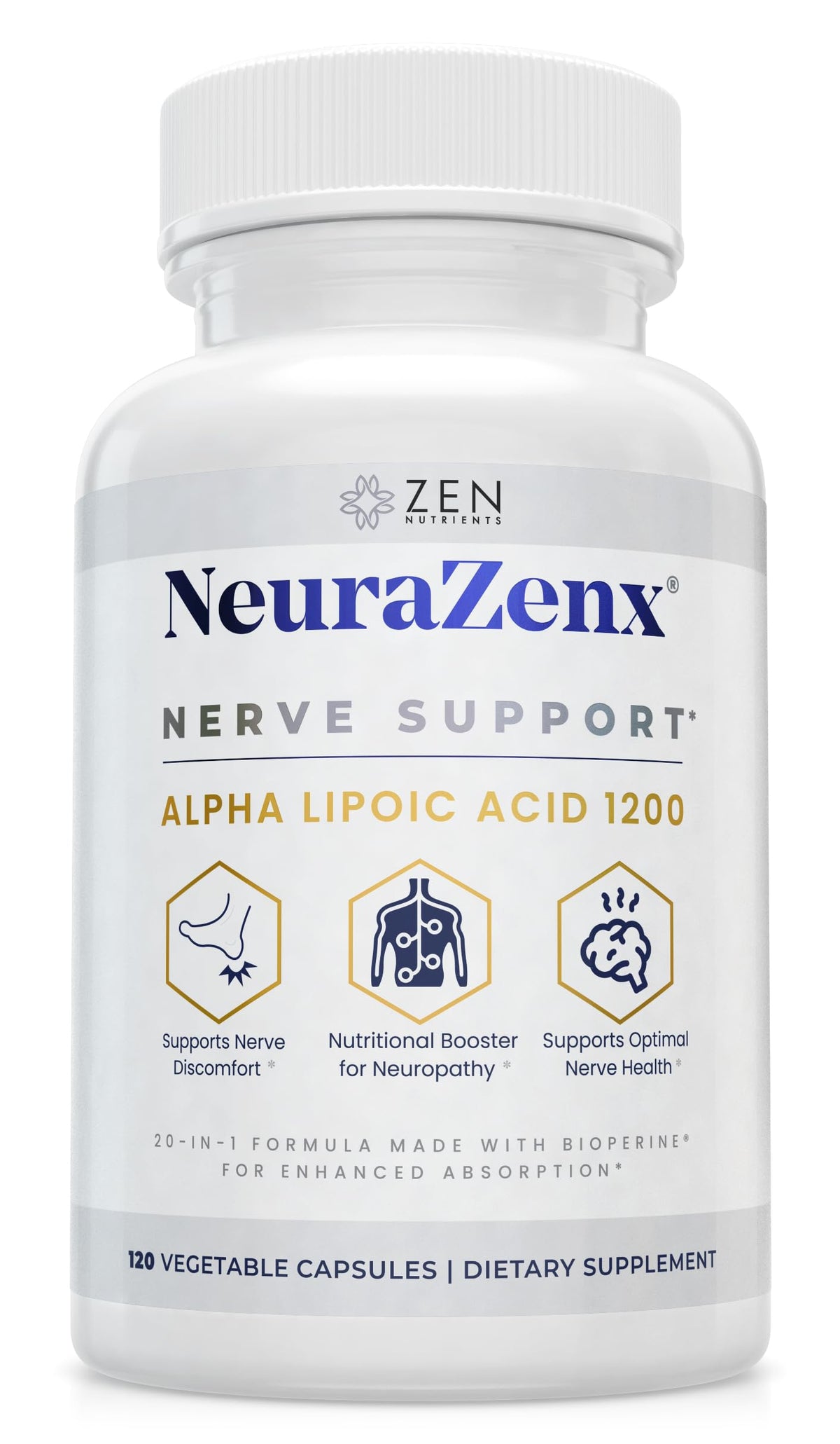 Zen Nutrients Neurazenx Alpha Lipoic Acid supplement front view