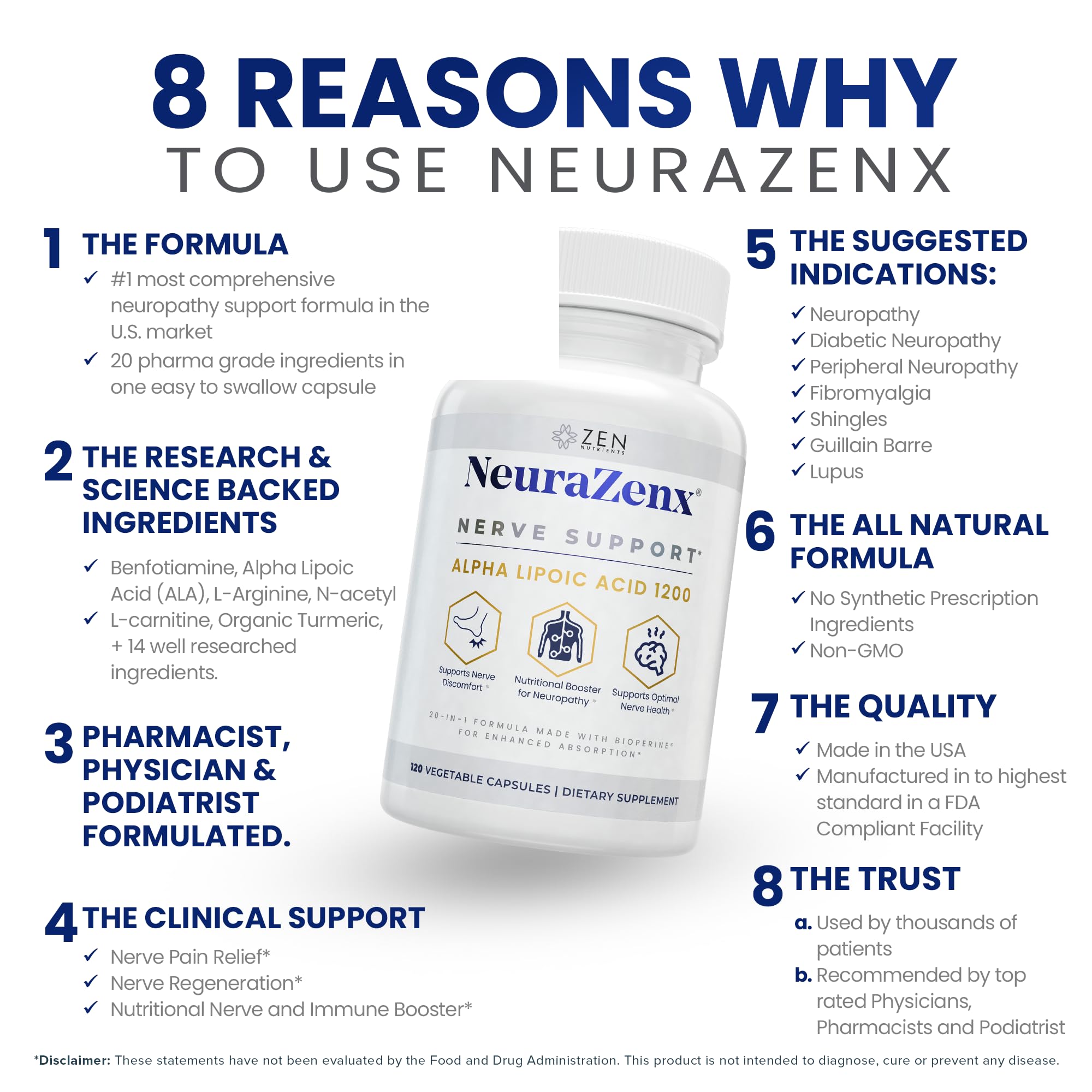 Zen Nutrients Neurazenx capsules on a wooden surface