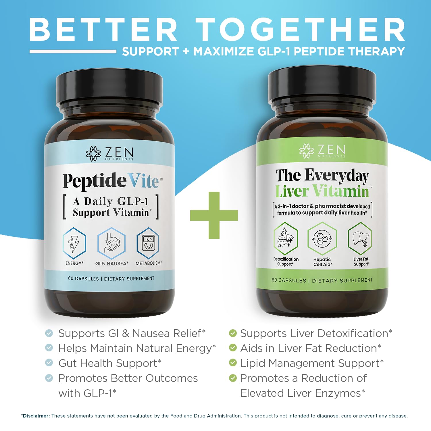 Zen Nutrients PeptideVite bottle with a measuring scoop