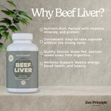 Zen Principle Beef Liver Capsules on a wooden table