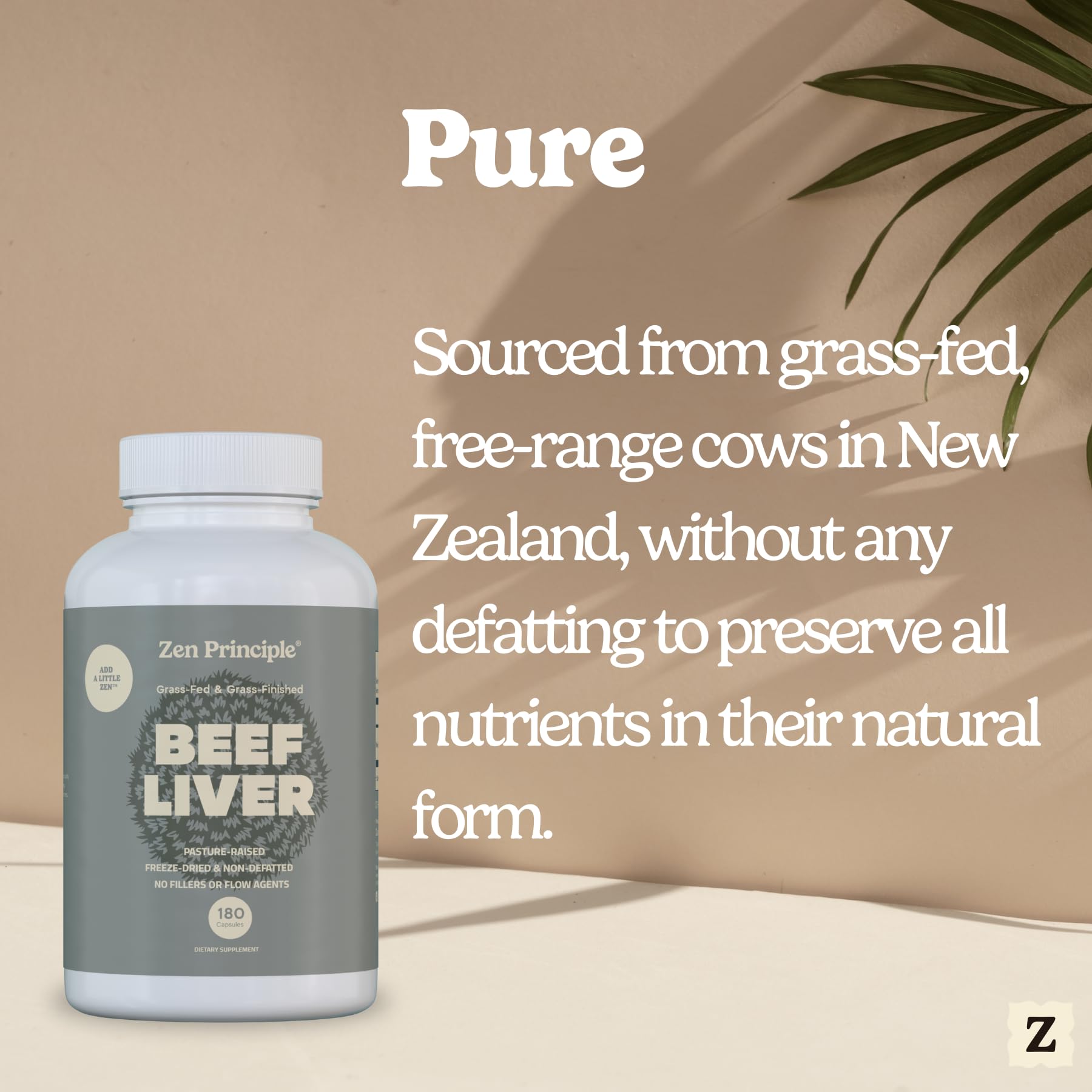 Zen Principle Beef Liver Capsules packaging back view