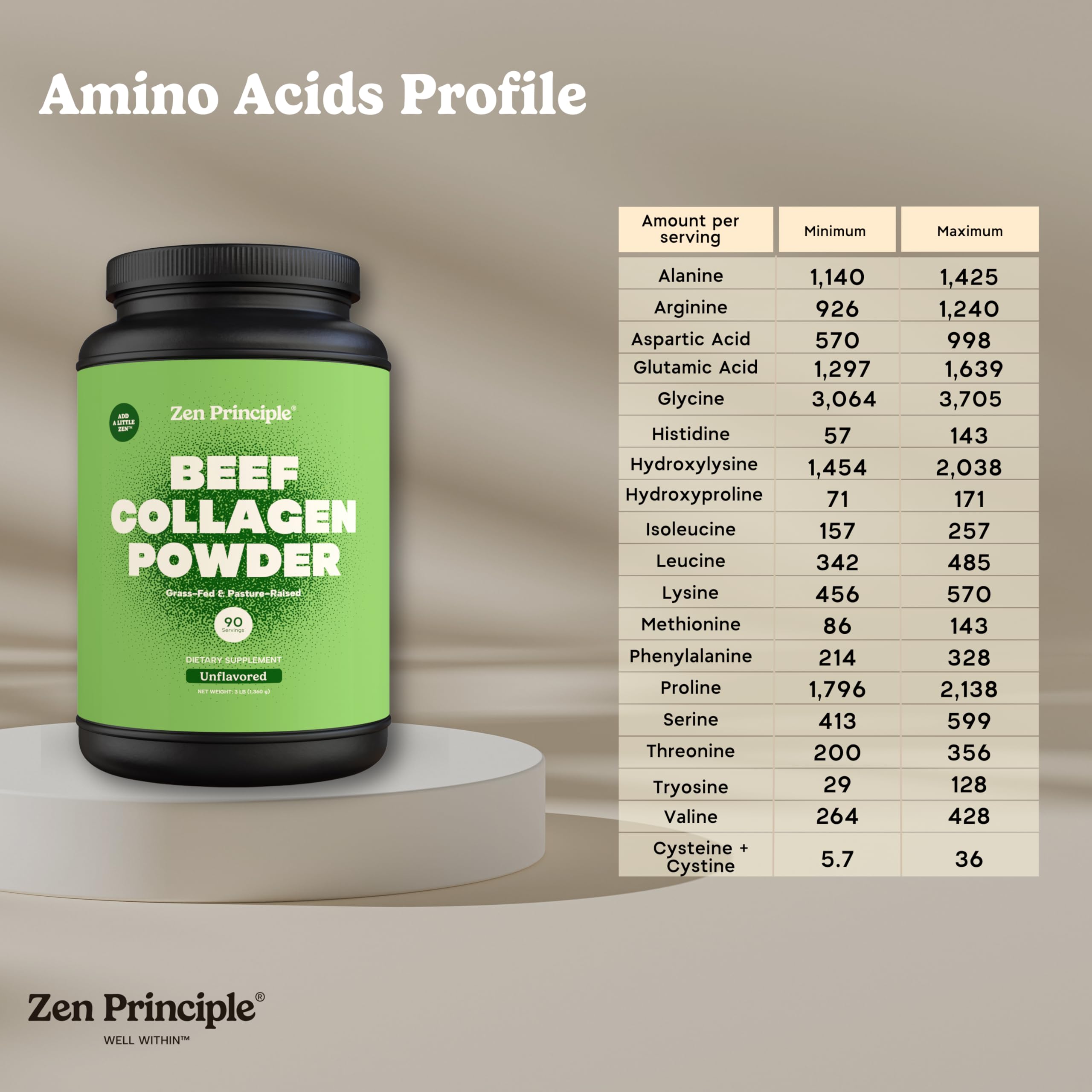 Zen Principle Collagen Peptides serving size scoop