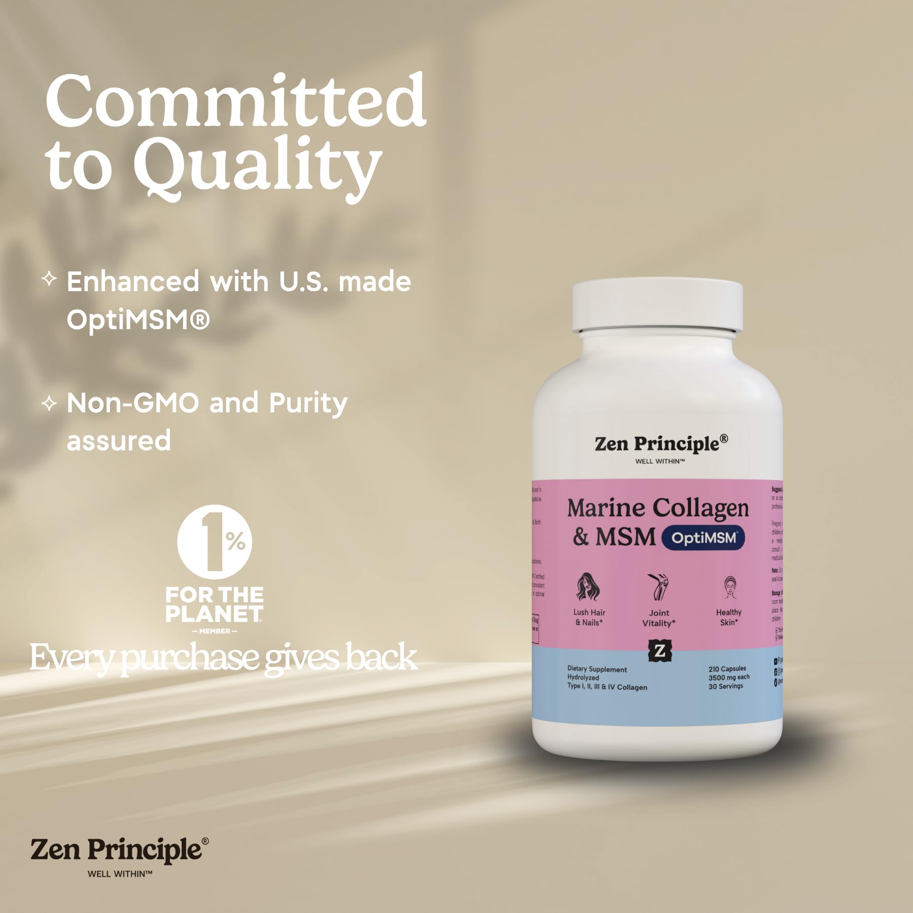 Zen Principle Collagen Supplement with MSM packaging
