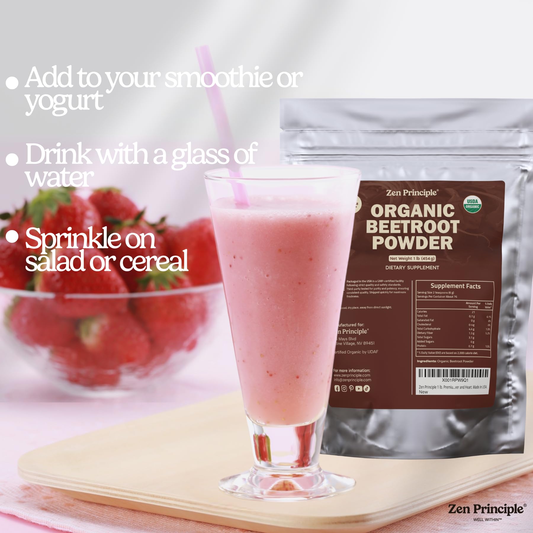 Zen Principle Organic Beetroot Powder nutritional information