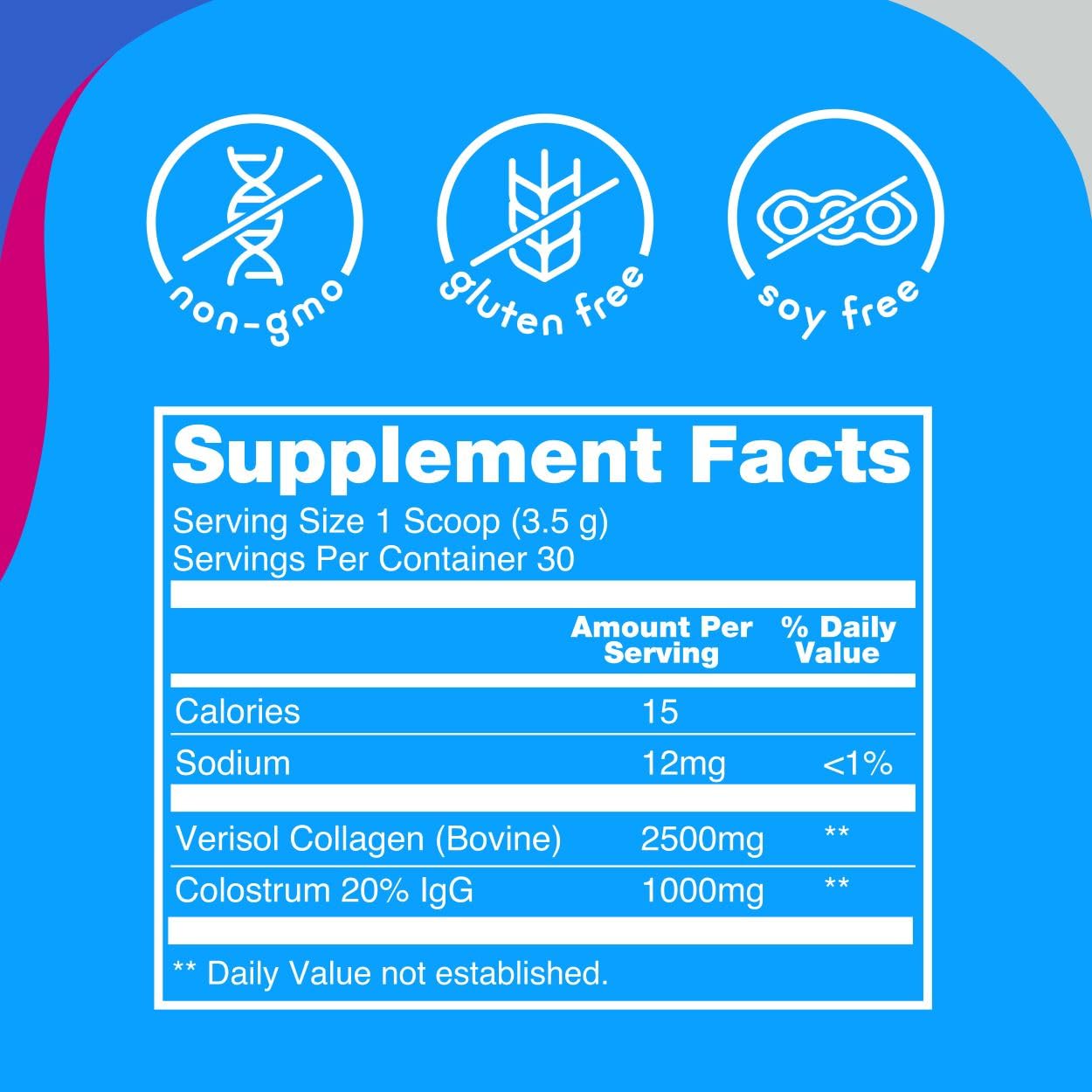 Zena Nutrition Colostrum Collagen Powder 150g side view