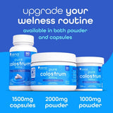 Zena Nutrition Colostrum Collagen Powder 150g with a spoonful on a table