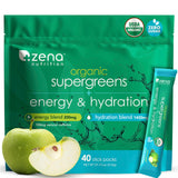 Zena Nutrition Organic Supergreens Energy + Hydration stick pack front view