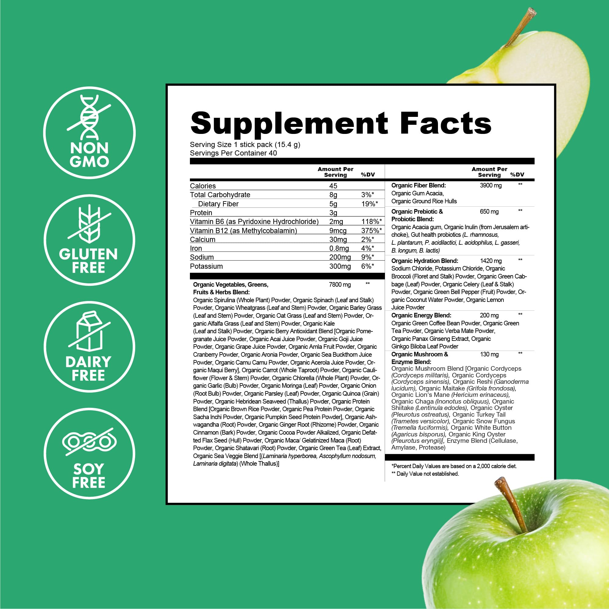 Zena Nutrition Organic Supergreens Energy + Hydration stick pack in a gym bag