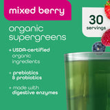 Zena Nutrition Organic Supergreens Powder 299g in a glass with water