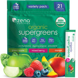 Zena Nutrition Organic Supergreens Powder front view with stick packs