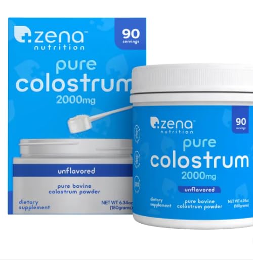 ZENA Pure Colostrum Powder 2000mg back view with nutritional information