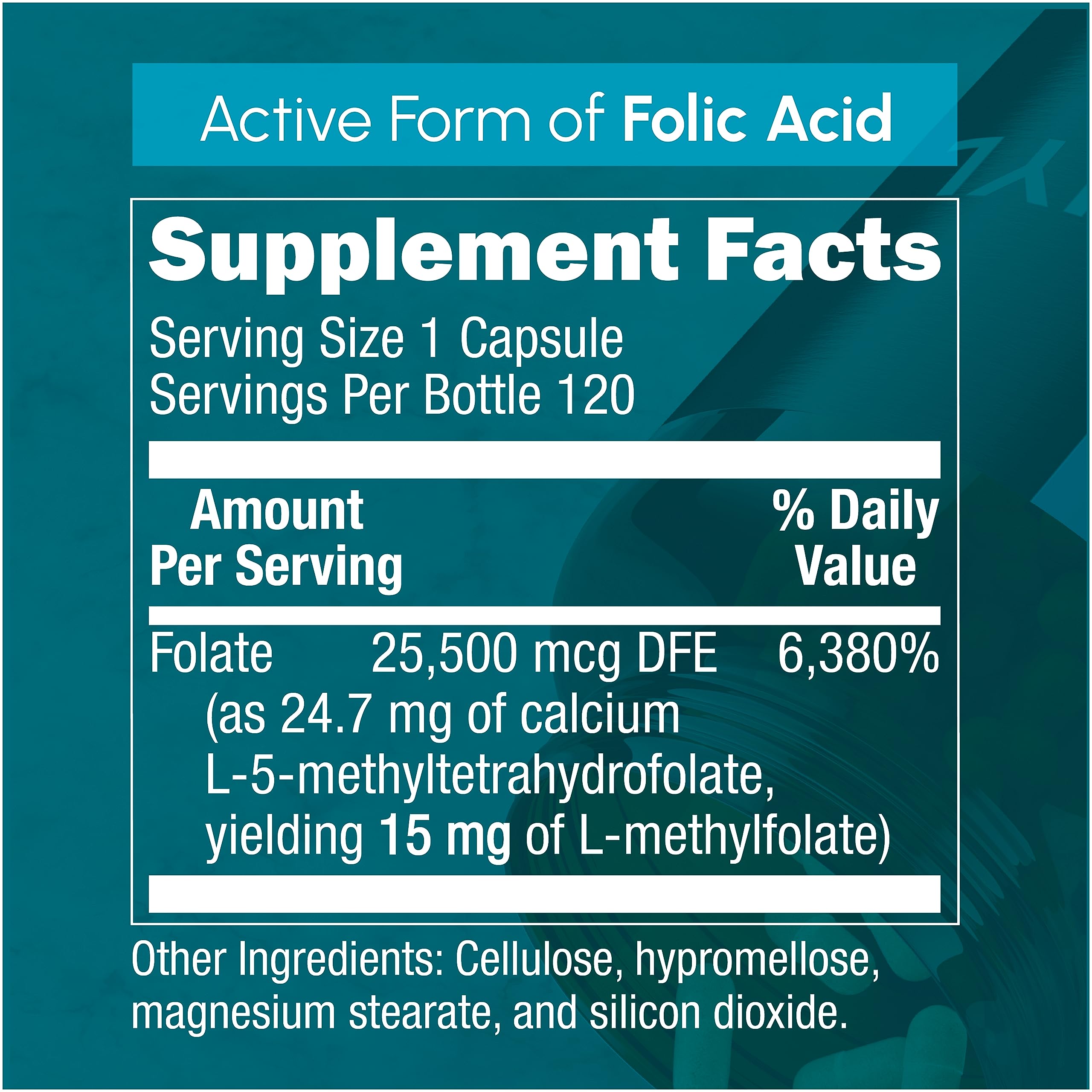 Zenavea L-Methylfolate 15mg 120 Capsules side view
