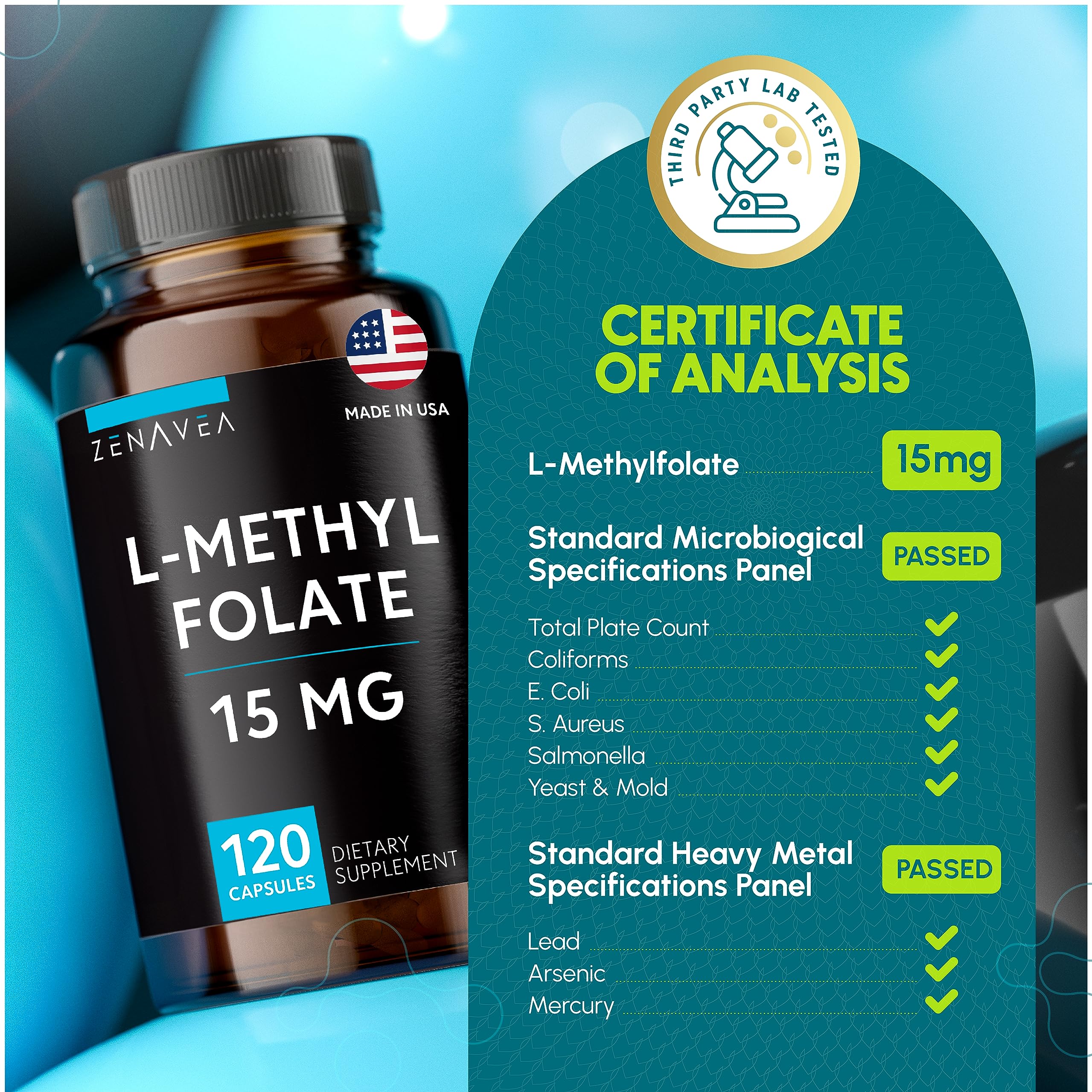 Zenavea L-Methylfolate 15mg capsules ingredients list