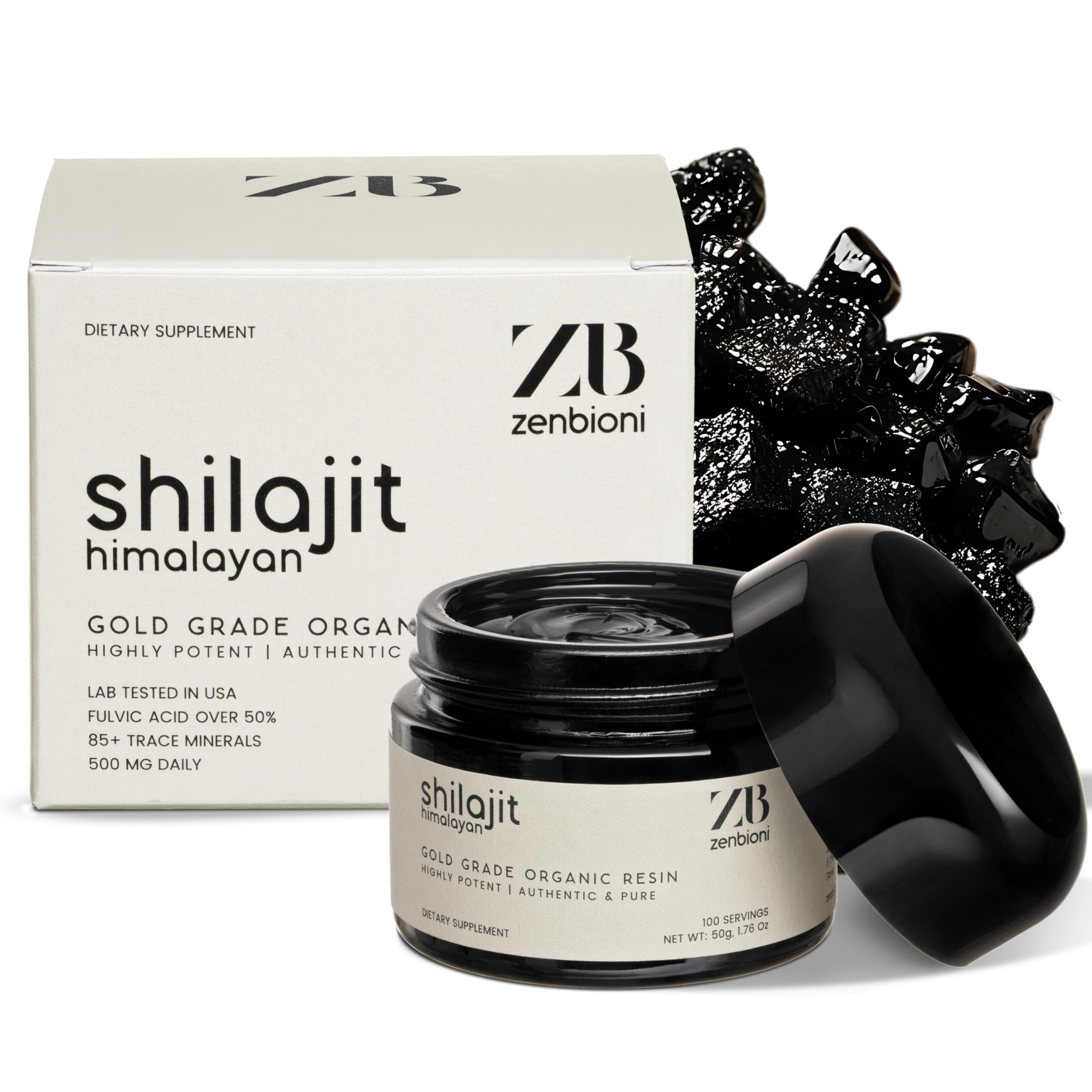 zenbioni Natural Himalayan Shilajit Resin jar front view