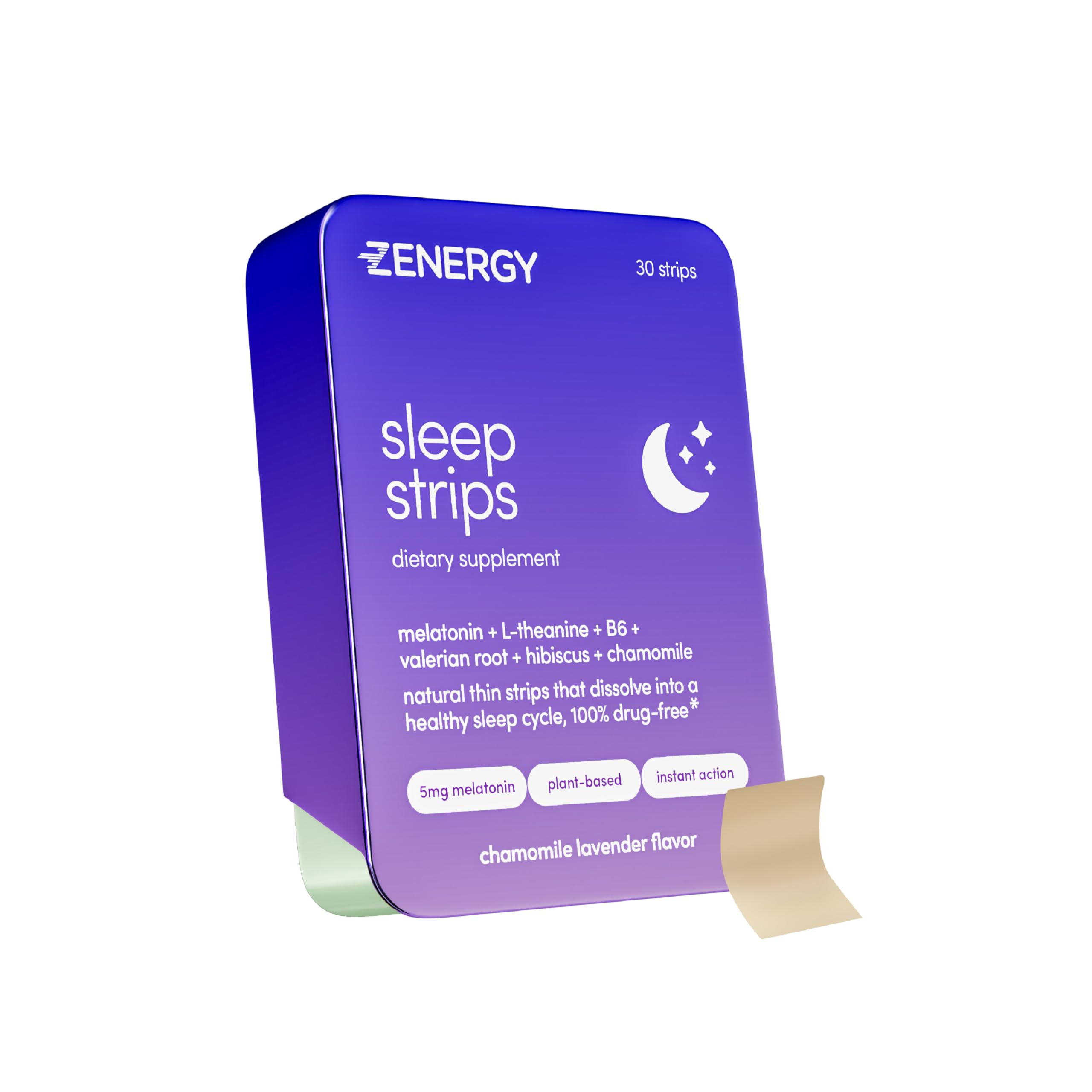 ZENERGY Sleep Strips tin front view with 30 strips