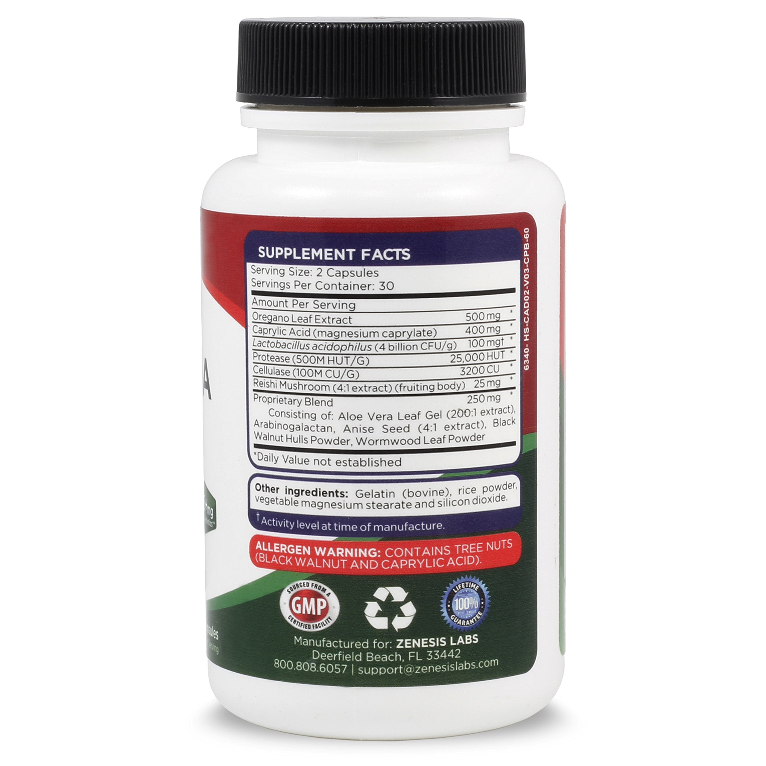 Zenesis Labs Oregano Supplement 68g side view