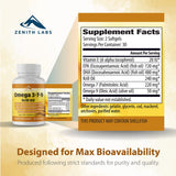 Zenith Labs Krill Oil supplement back view with ingredient list