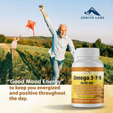Zenith Labs Krill Oil supplement lifestyle scene with healthy food